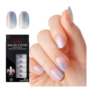 KISS Salon X-tend LED Gel Nail Kit Press On Nails, 'Changed', Multicolor, Short Oval, 30 Fake Nails, Soft Gel Nail Glue 5 ml (0.16 US fl. oz.), Prep Pad, Manicure Stick, & Mini Nail File