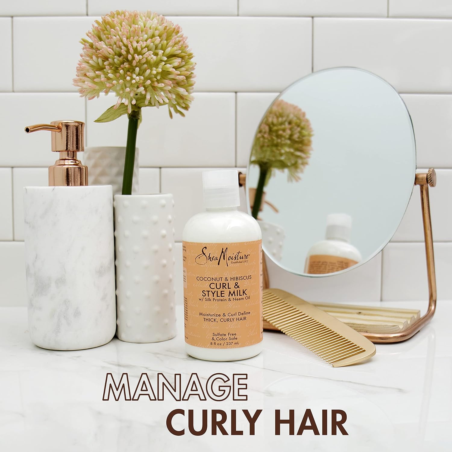 SheaMoisture Coconut Hibiscus Curl Styling Milk 8 oz for Thick Defined Curls - Image 9