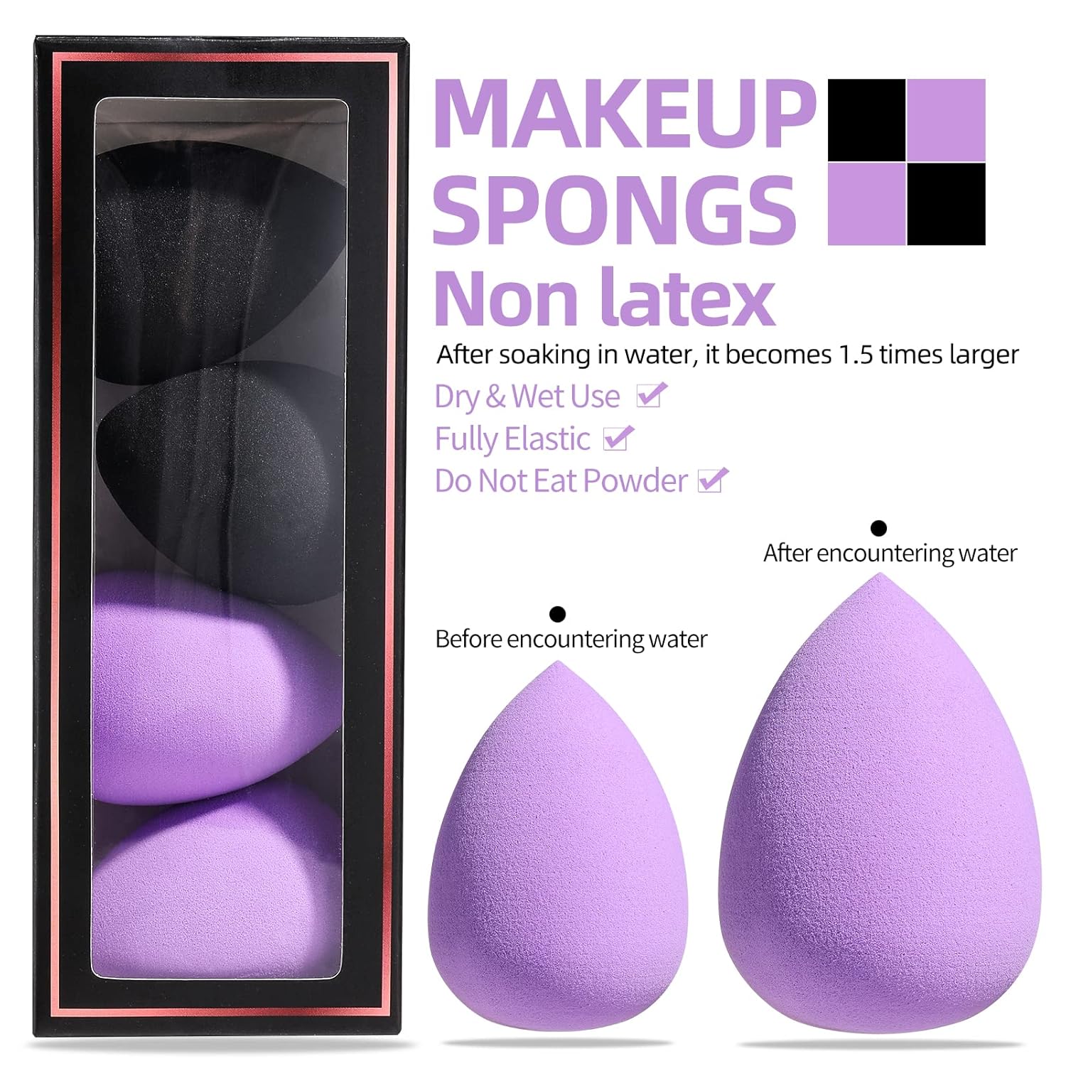 BS-MALL Makeup Brushes Premium Synthetic Foundation Powder Concealers Eye Shadows Makeup 18 Pcs Brush Set with 4 Pcs Makeup sponge Set - Image 6