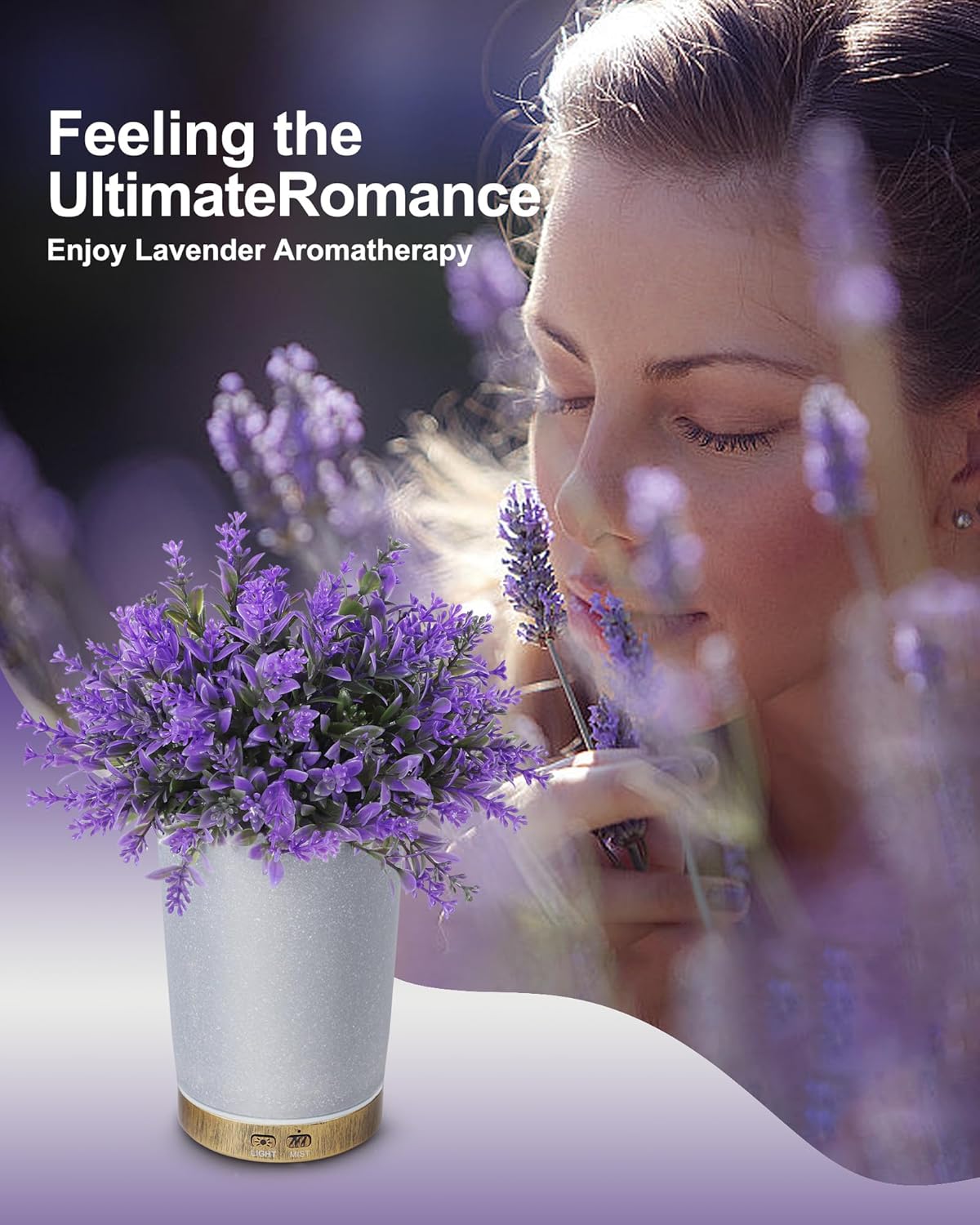 Essential Oil Diffusers, 150ml Aromatherapy Diffuser, Lavender Plant Potted Cold Mist humidifier, Ultrasonic Diffuser for Home Office, Super Quiet and Waterless auto Shut Off - Image 2