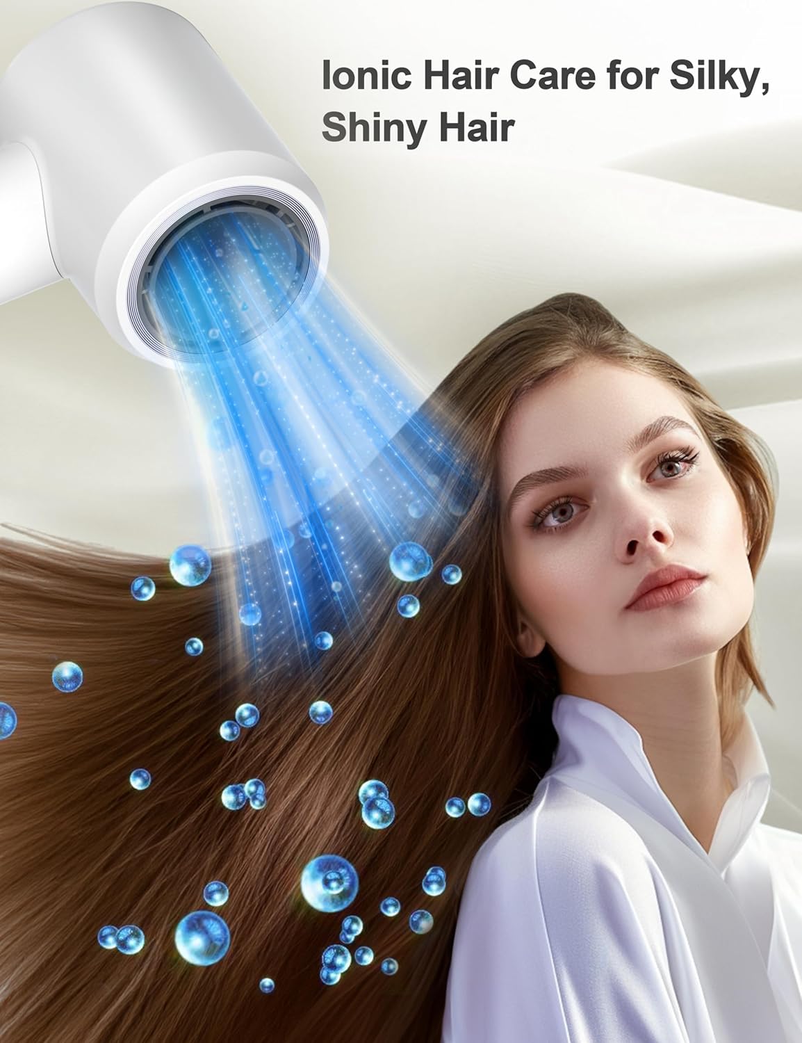 Professional Ionic Hair Dryer, 1800W High Speed Blow Dryer for Home Salon, Real 200 Million Negative Ions, 120,000 RPM Brushless Motor for All Hair Types-1 (White) - Image 5