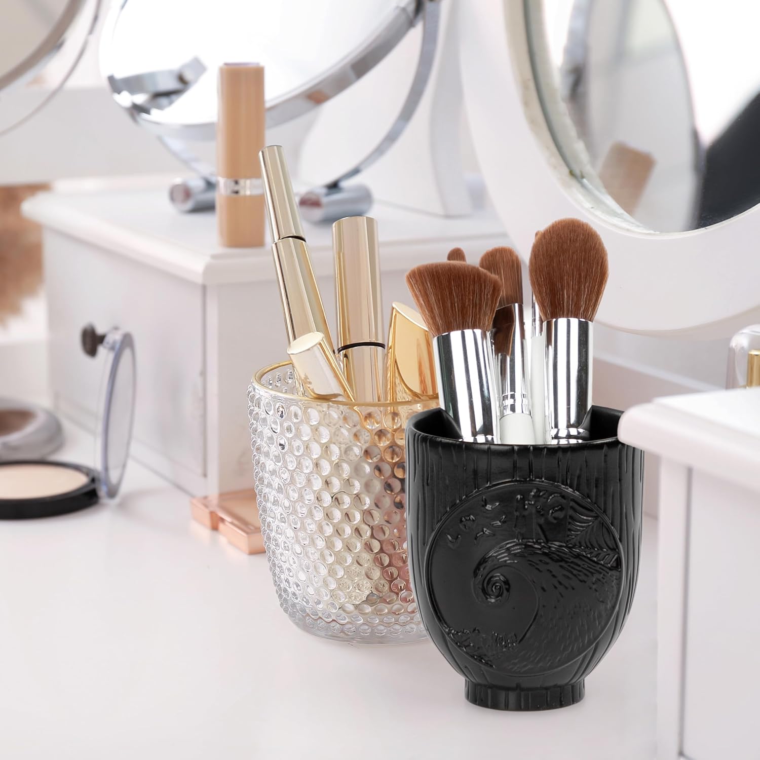 Jay Franco Disney Nightmare Before Christmas Tumbler - Black Resin Toothbrush/Pen Holder Features Jack & Sally - Bathroom Décor - Image 4