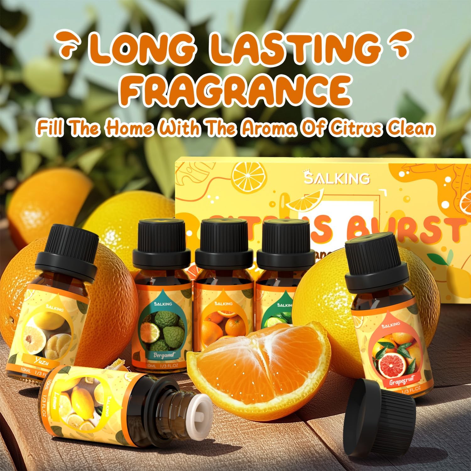 SALKING Citrus Burst Essential Oil Set, Premium Fragrance Oil for Diffuser, Scented Oil Gift Set for Soap Candle Making - Sweet Orange, Bergamo, Lemon, Grapefruit, Lime, Yuzu - Image 6