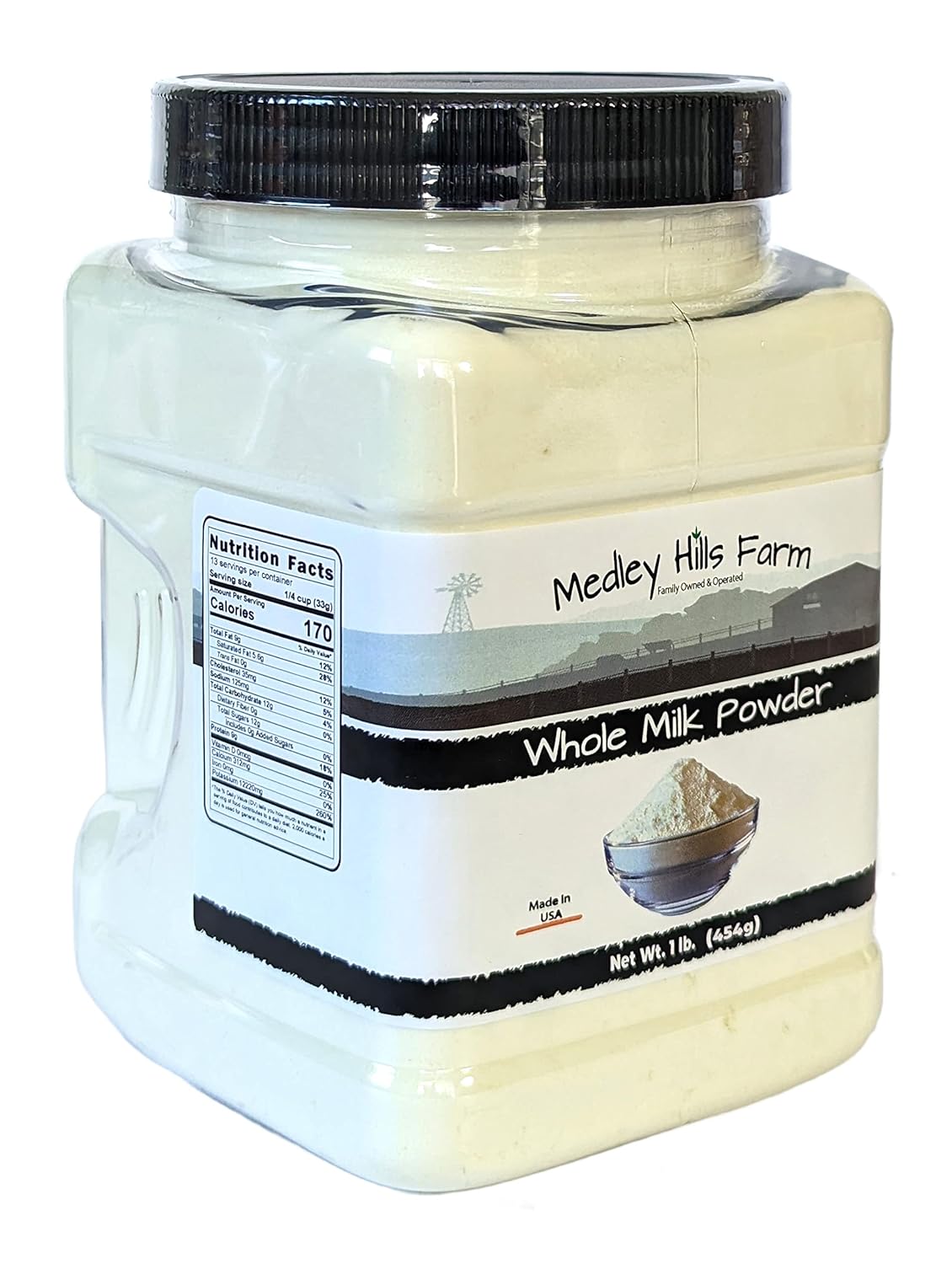 Whole milk powder By Medley Hills Farm in Reusable Container 1 lb. - Great dry milk powder for baking - Product of USA - Image 2