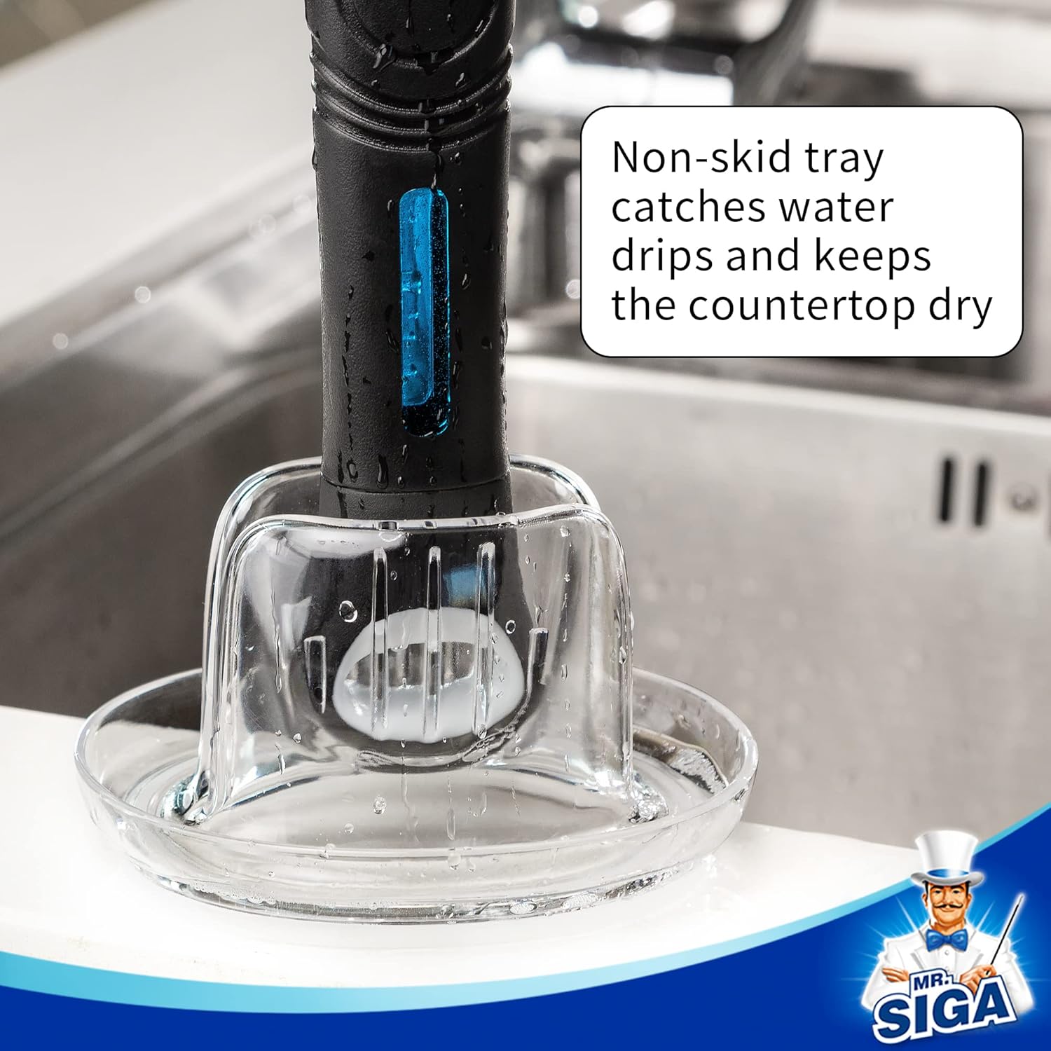 MR.SIGA Soap Dispensing Dish Brush Storage Set, Kitchen Brush with Holder for Pot Pan Sink Cleaning - Image 6