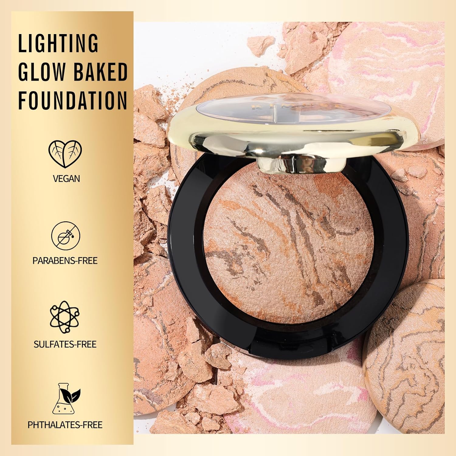 KIMUSE Baked Foundation - Brighten Color Correcting Powder Foundation for Mature Skin, Buildable Coverage, Radiant Natural Finish - Image 2