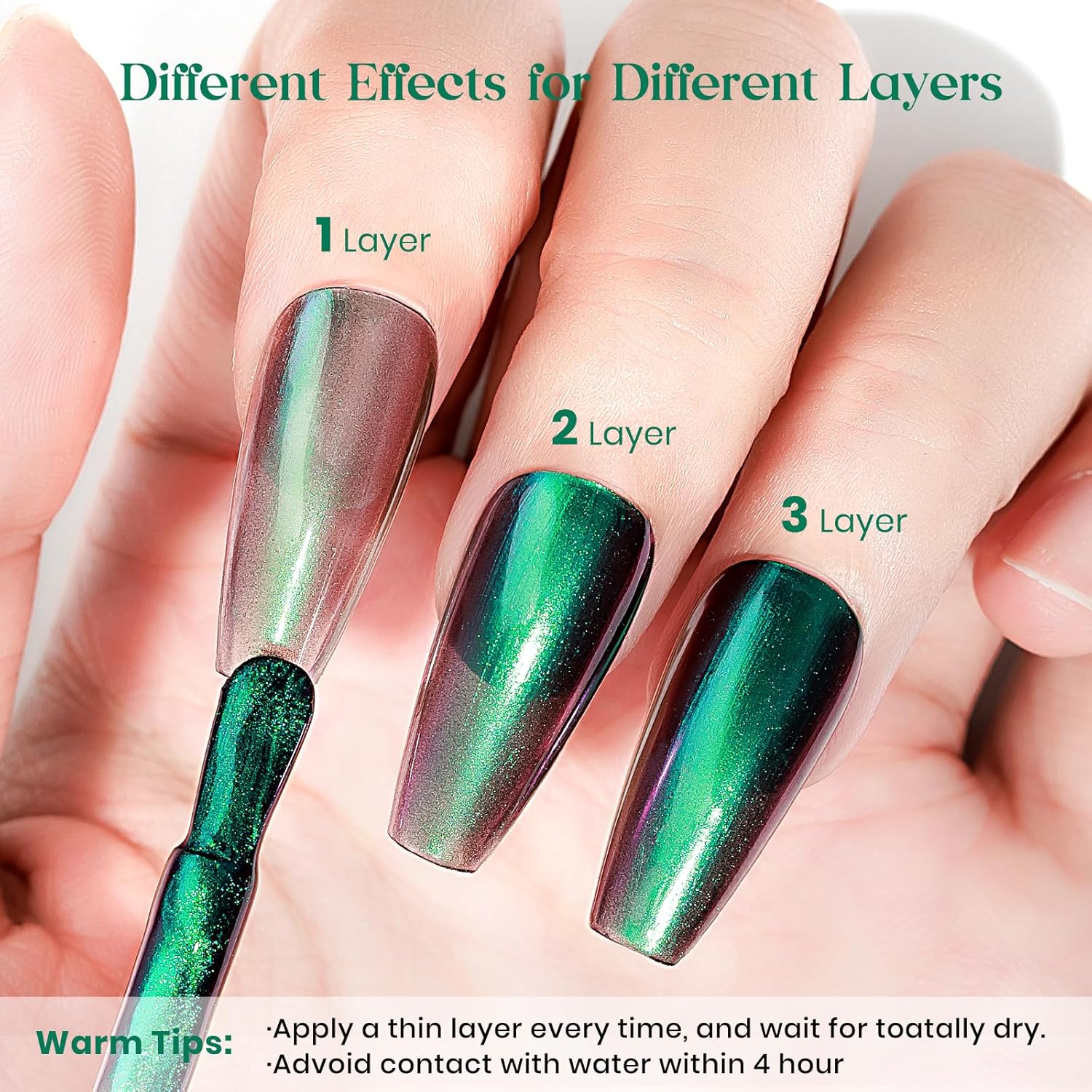 MIZHSE Chameleon Nail Polish, Green to Purple Color Shifting Nail Polish Air Dry Fast, 15ml/0.5 fl oz High Glossy Shiny Nail Pigment Nail Art Salon Manicure Home - Image 5