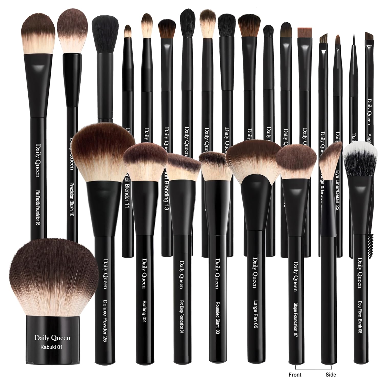 25 pcs Makeup Brush Set Holder Black Professional Kabuki Powder Concealers Eye shadows Blush Eyeliner Eyebrow Contour Eye blending Brushes (25pcs brush with box) - Image 2
