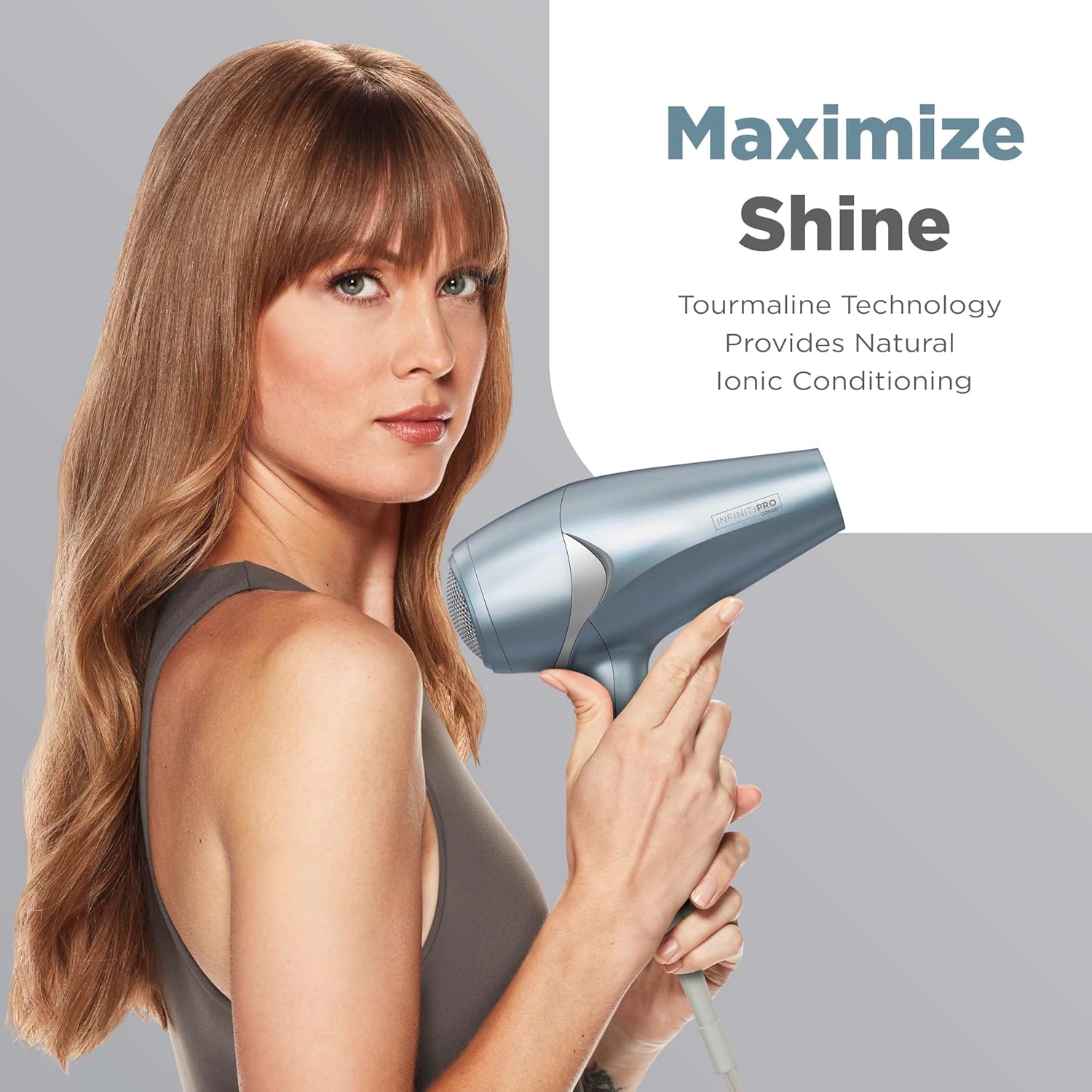 INFINITIPRO by CONAIR Hair Dryer with Diffuser, Quick Style & Shine Blow Dryer, Frizz-Free Hair, Blue - Image 2