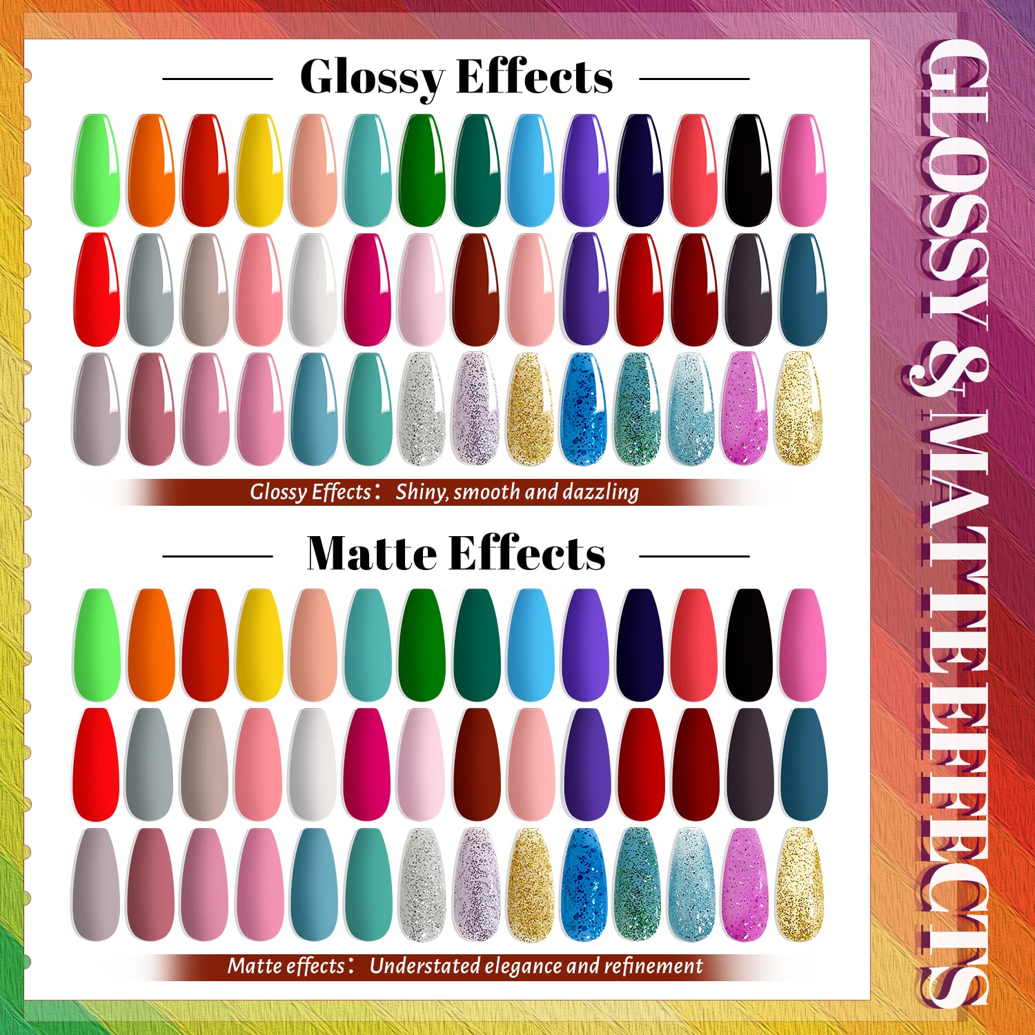 JEWHITENY 45 Piece Gel Nail Polish Kit, 42 Vibrant Colors, for Women and Girls - Image 3