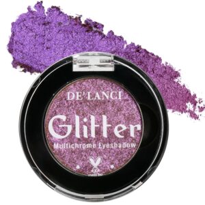 DE'LANCI Purple Eyeshadow Single Palette,Bright Lavender Purple Duochrome Eye Shadow,Highly Pigmented Glitter Violet Metallic Eyeshadow for Women and Girls,Ultra-Blendable,Waterproof Vegan & Talc Free