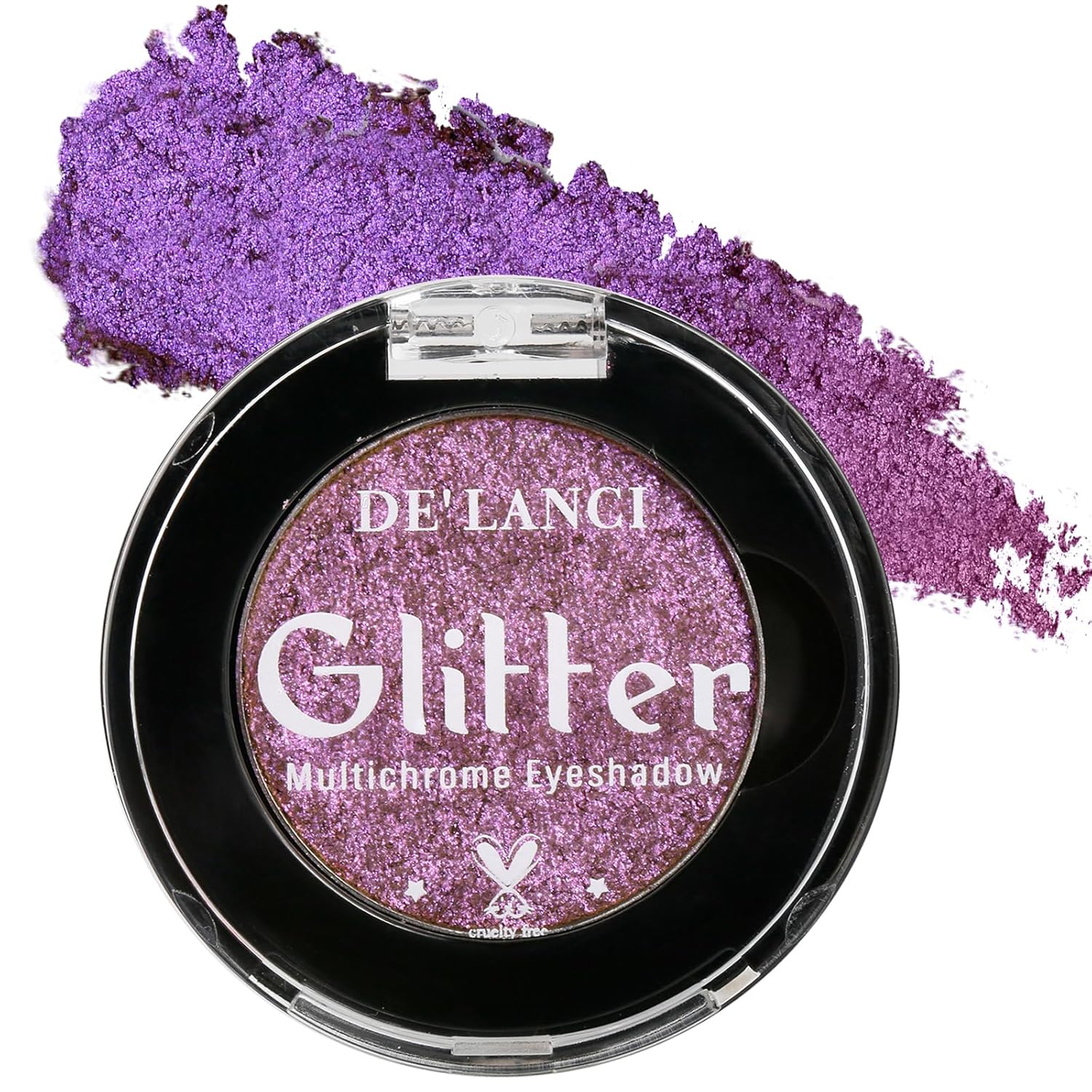 DE'LANCI Purple Eyeshadow Single Palette,Bright Lavender Purple Duochrome Eye Shadow,Highly Pigmented Glitter Violet Metallic Eyeshadow for Women and Girls,Ultra-Blendable,Waterproof Vegan & Talc Free