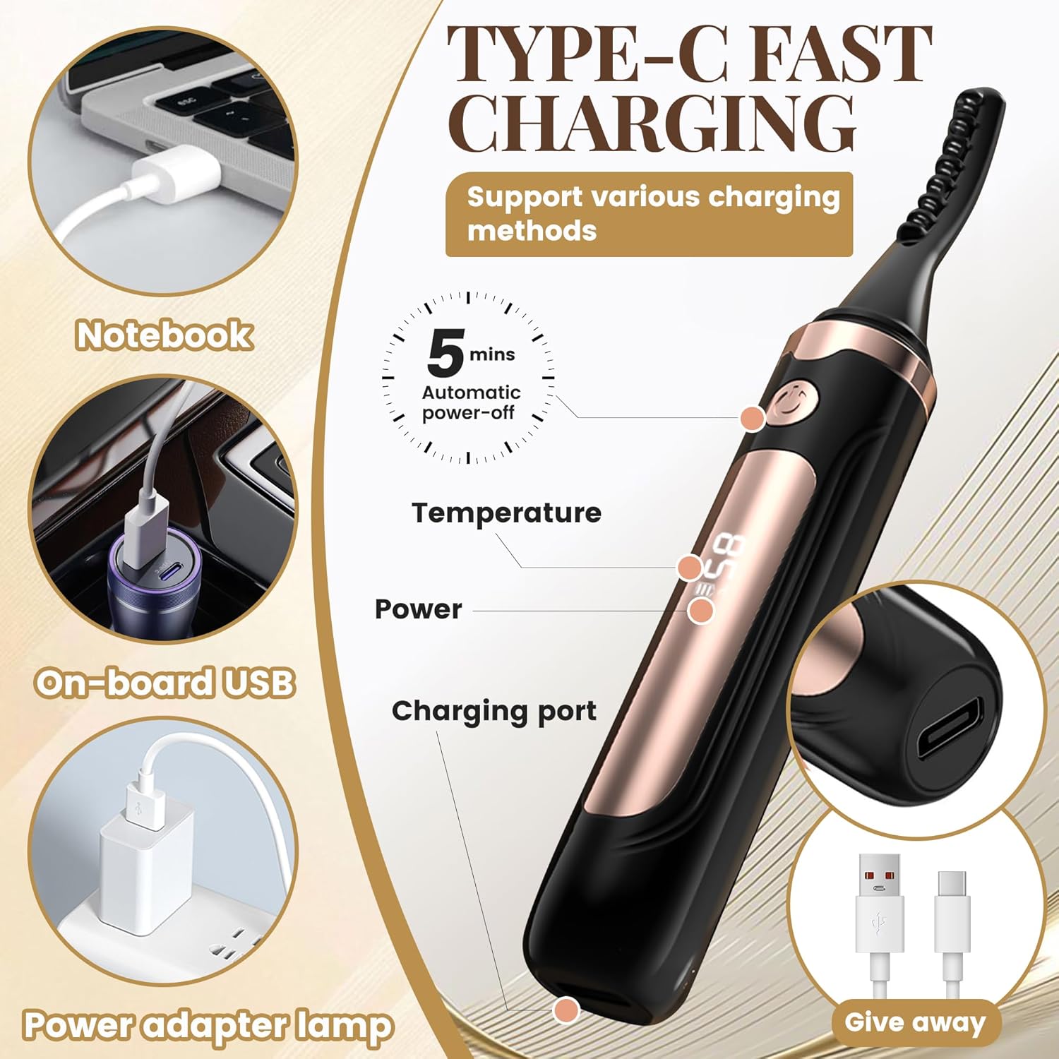 Heated Eyelash Curler, Best Selling Eyelash Curler, 10 Seconds Quick Heat - Lasts Long - with Led Display, use with Mascara, Suitable for Women and Girls - Image 6
