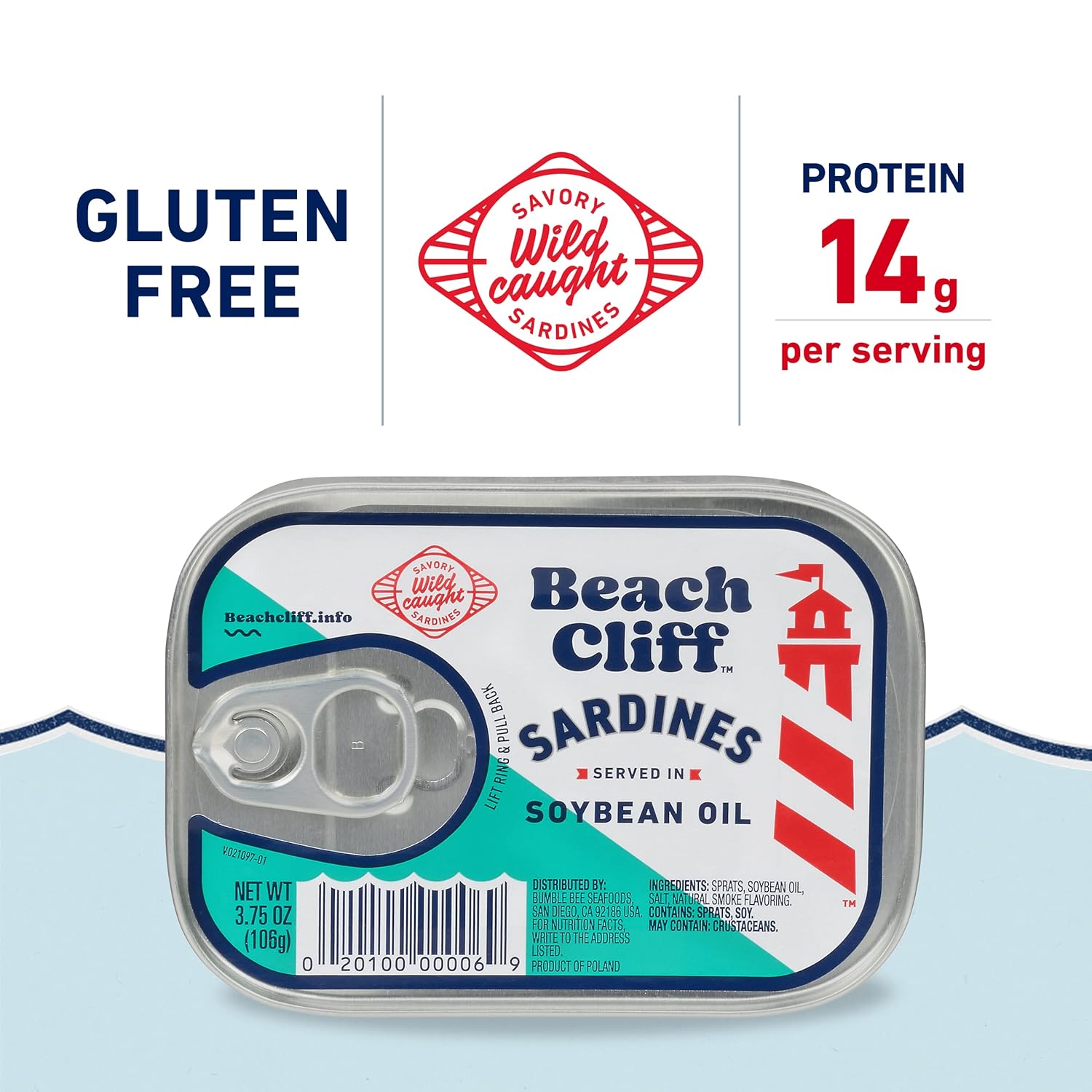 Beach Cliff Wild Caught Sardines in Soybean Oil, 3.75 oz Can (Pack of 12) - 14g Protein per Serving - Gluten Free, Keto Friendly - Great for Pasta & Seafood Recipes - Image 3