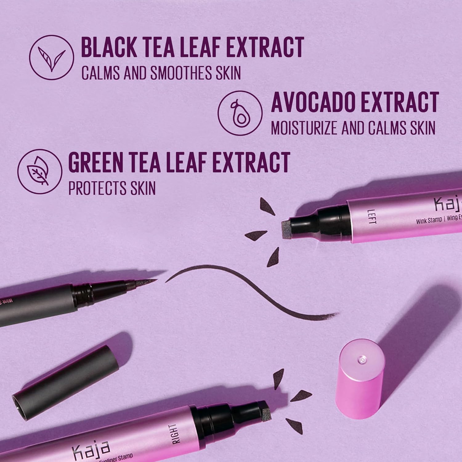 Kaja Winged Eyeliner Set - Wink Stamp Original | with Avocado Extract, Double-ended Wing, Smudge-Proof, Waterproof, Eye Irritation Tested, Long Lasting Pencil, Colorstay, Matte Finish, Cat Eye Look - Image 6