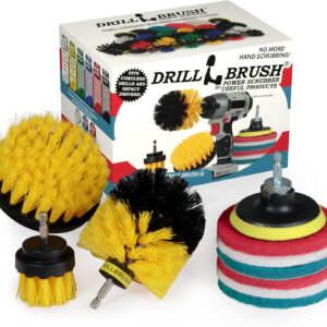Drillbrush Power Scrubber Brush Set - Drill Brush Attachment - Grout Brush Drill Attachment - Drill Scrubber Attachment - Bathroom Cleaner Scrub Brush - Toilet Brush Cleaning Supplies - Grout Cleaner