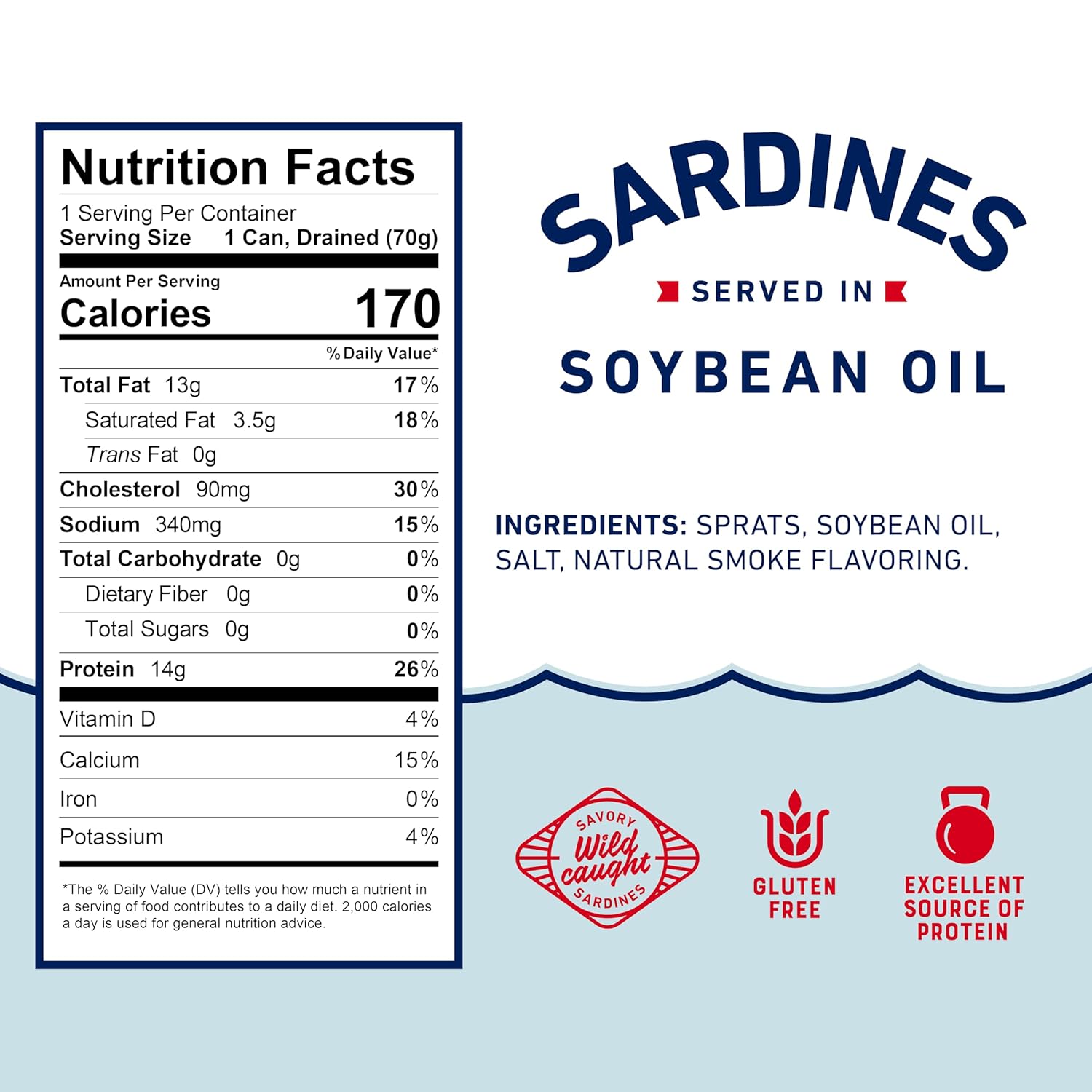 Beach Cliff Wild Caught Sardines in Soybean Oil, 3.75 oz Can (Pack of 12) - 14g Protein per Serving - Gluten Free, Keto Friendly - Great for Pasta & Seafood Recipes - Image 2