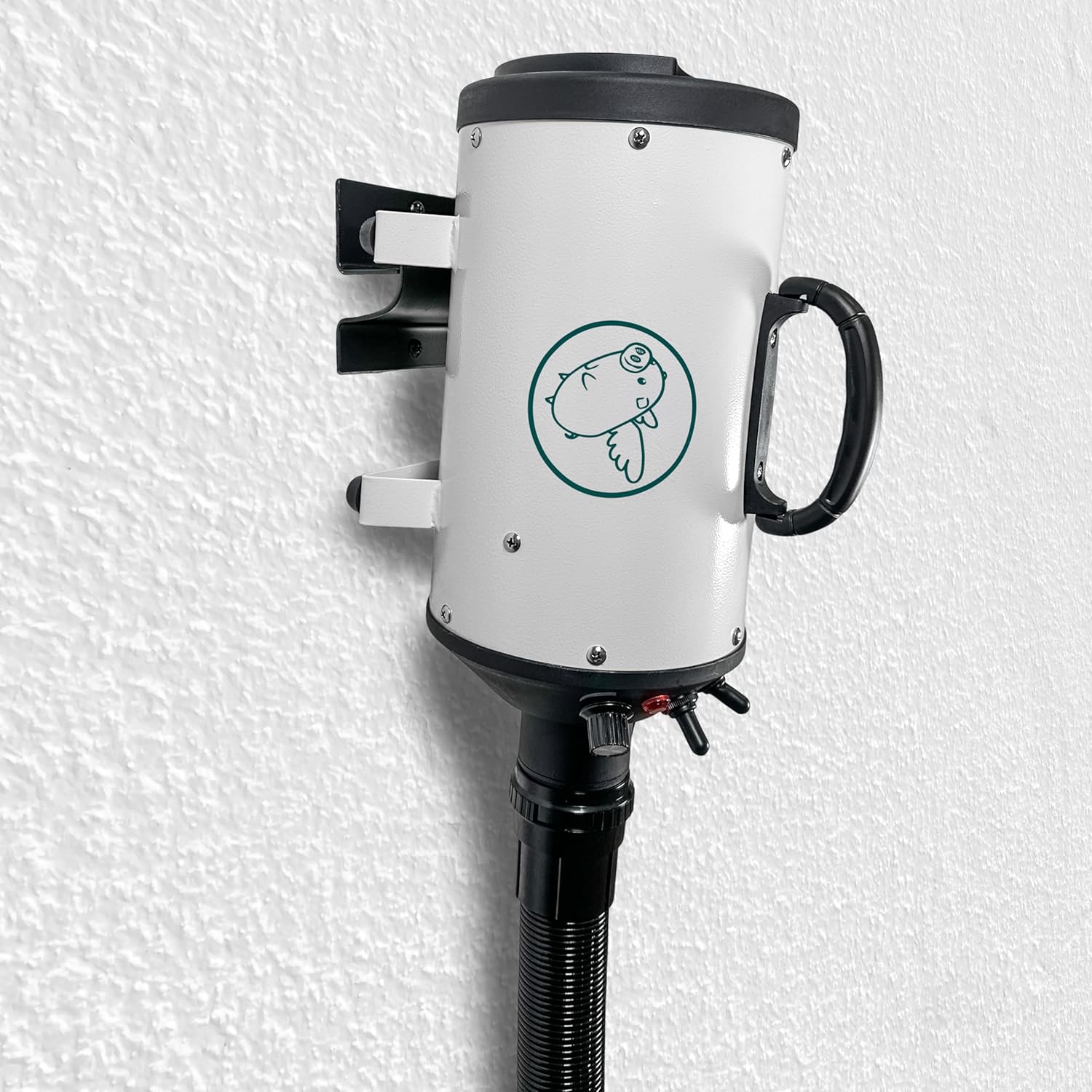 Flying Pig High Velocity Dog Pet WallMount Grooming Dryer w/Heater (White w/Teal Logo) - Image 3