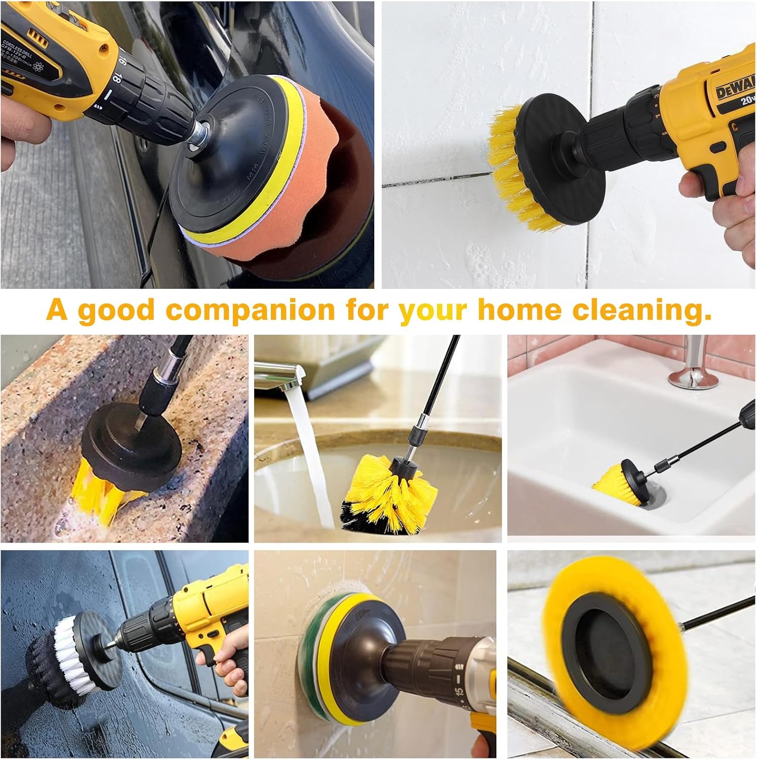 30 Piece Drill Brush Attachments Set, Scrub Pads & Sponge & Wire Brush for Drill, Power Scrubber Brush with Extend Long Attachment, Drill Scrubber Brush Kit for Bathroom, Floor, Car, Grout - Image 6