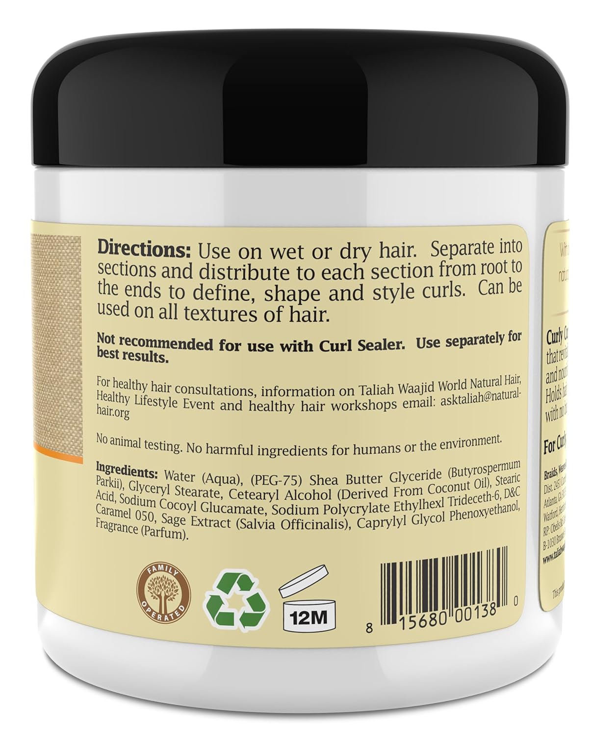 Taliah Waajid Natural Curly Curl Cream for Extreme Definition - 6oz Paraben Free Styling Gel - Image 4