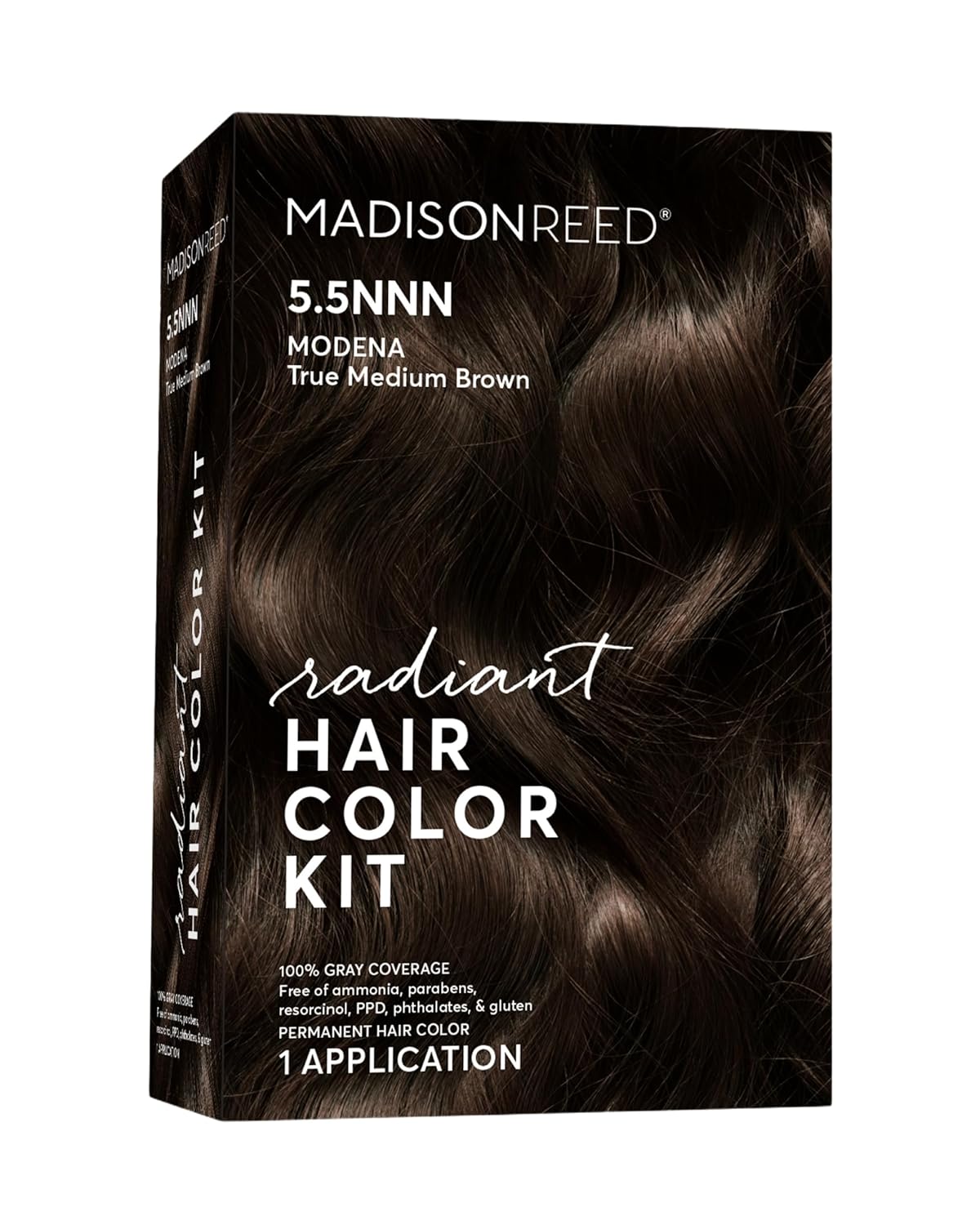 Madison Reed Radiant Hair Color Kit | 5.5NNN Medium Brown (Modena Brown) for 100% Gray Hair Coverage | Salon Quality Permanent Hair Dye | PPD-Free & Ammonia-Free | (Packaging May Vary) 1 Pack