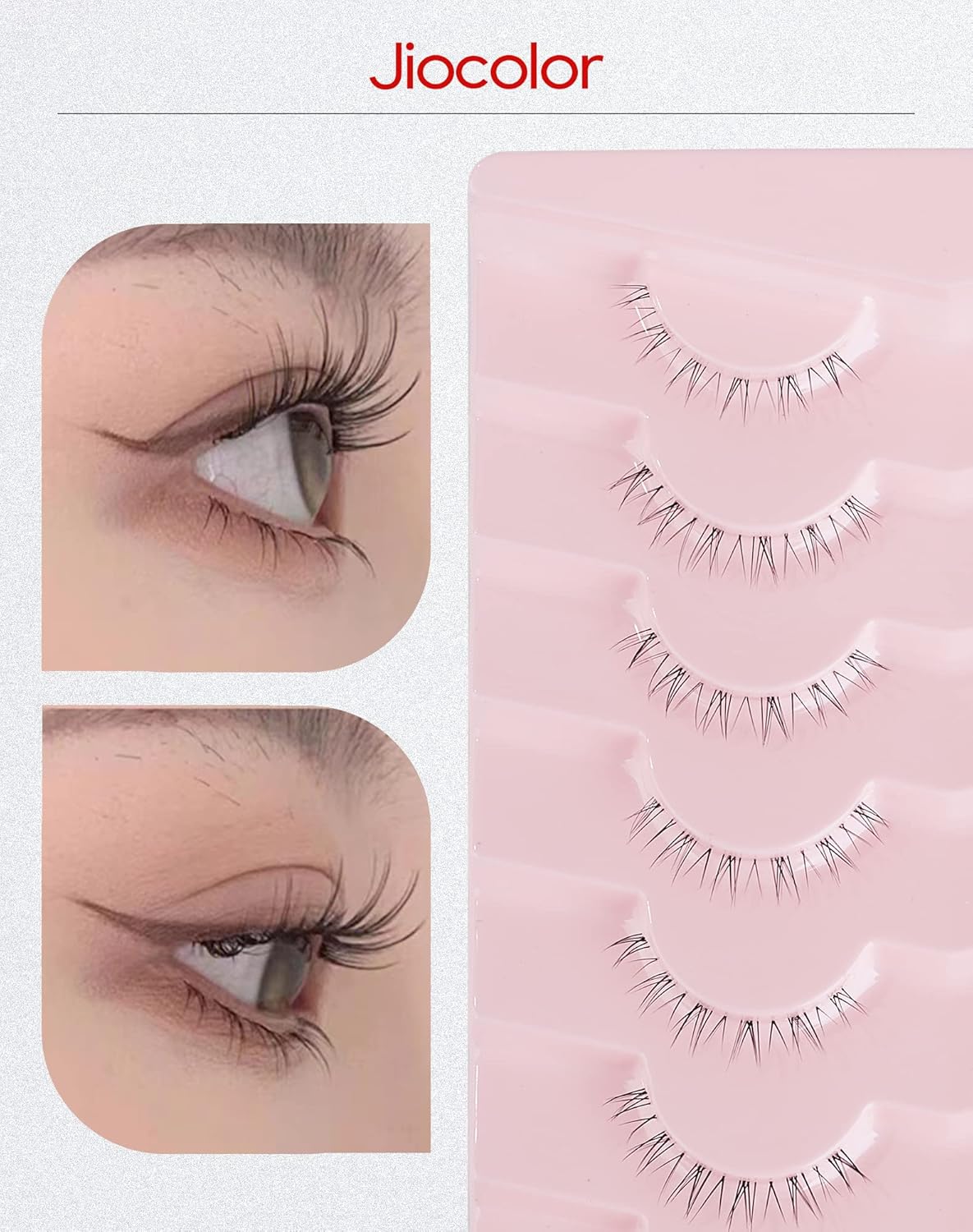 Jiocolor Lashes Bottom Lashes Strip Natural Bottom Eyelashes Wispy Under False Lashes Lower Lashes Extension Clear Band Mink Lashes 7 Pairs R1 - Image 3