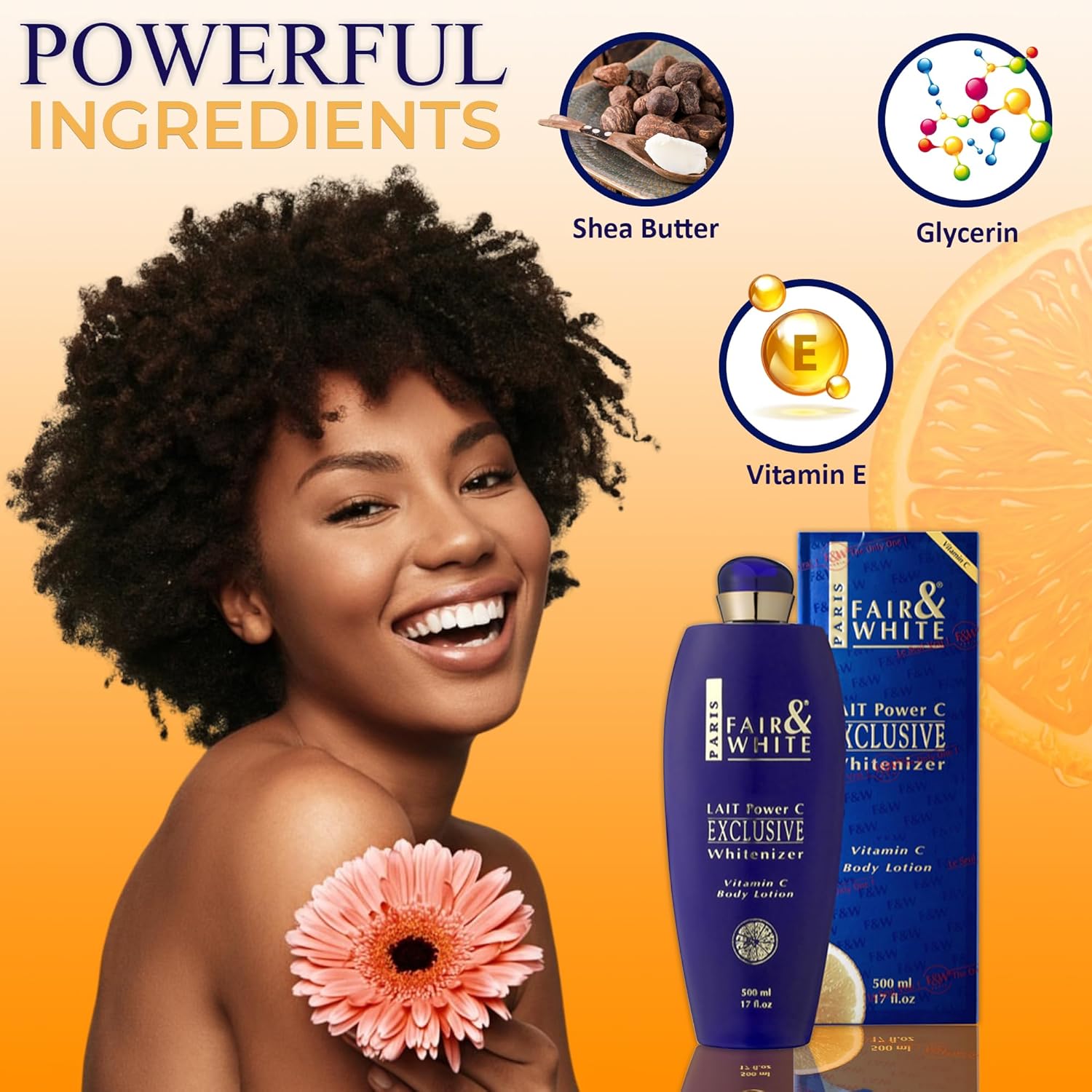 FAIR & WHITE Exclusive Body Lotion with Pure Vitamin C, 500ml / 17fl.oz - Image 2