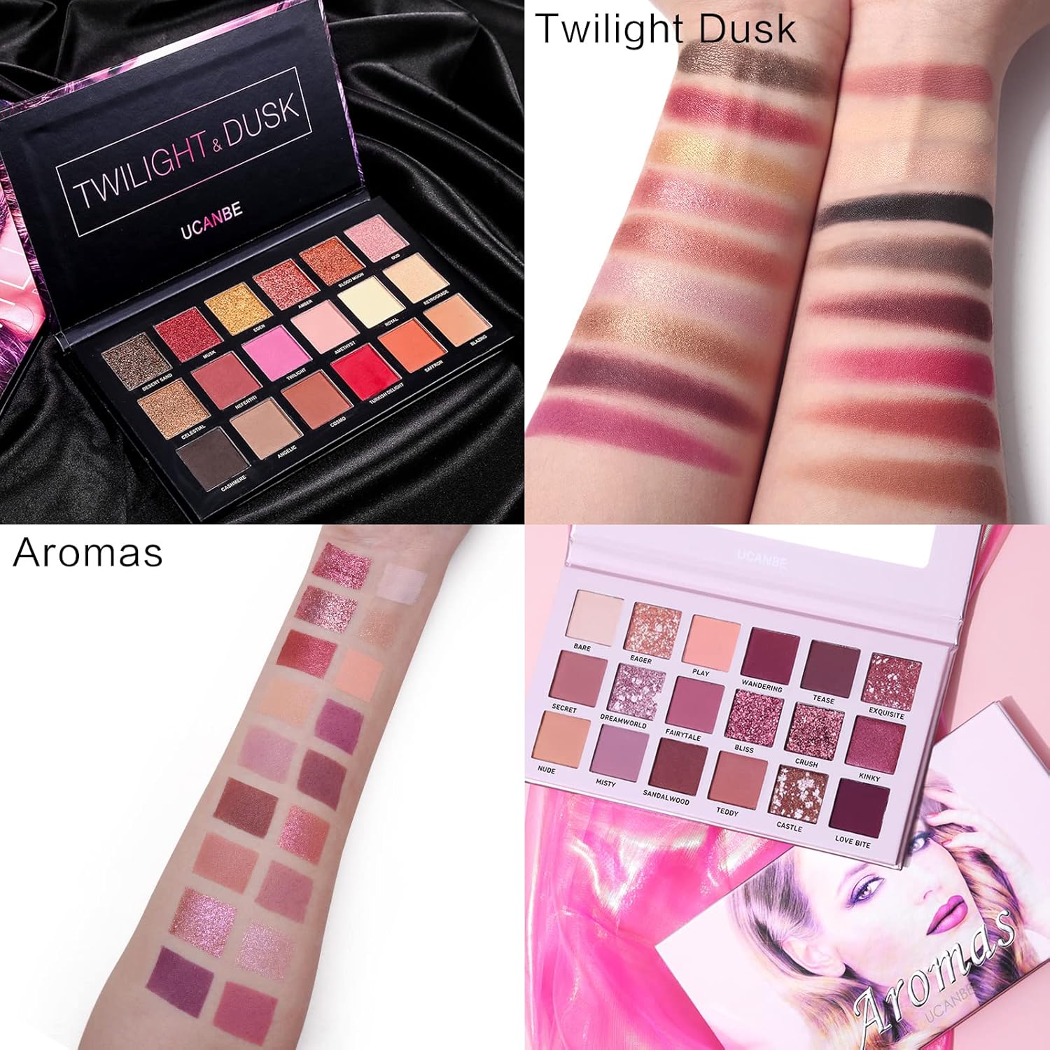 2Pcs Twilight Dusk + Aromas Nude Eyeshadow Palette Makeup Set, Matte Shimmer Glitter Pressed Pearl All Highly Pigmented Blending Powder, Natural Velvet Texture Eye Shadow Kit - Image 4