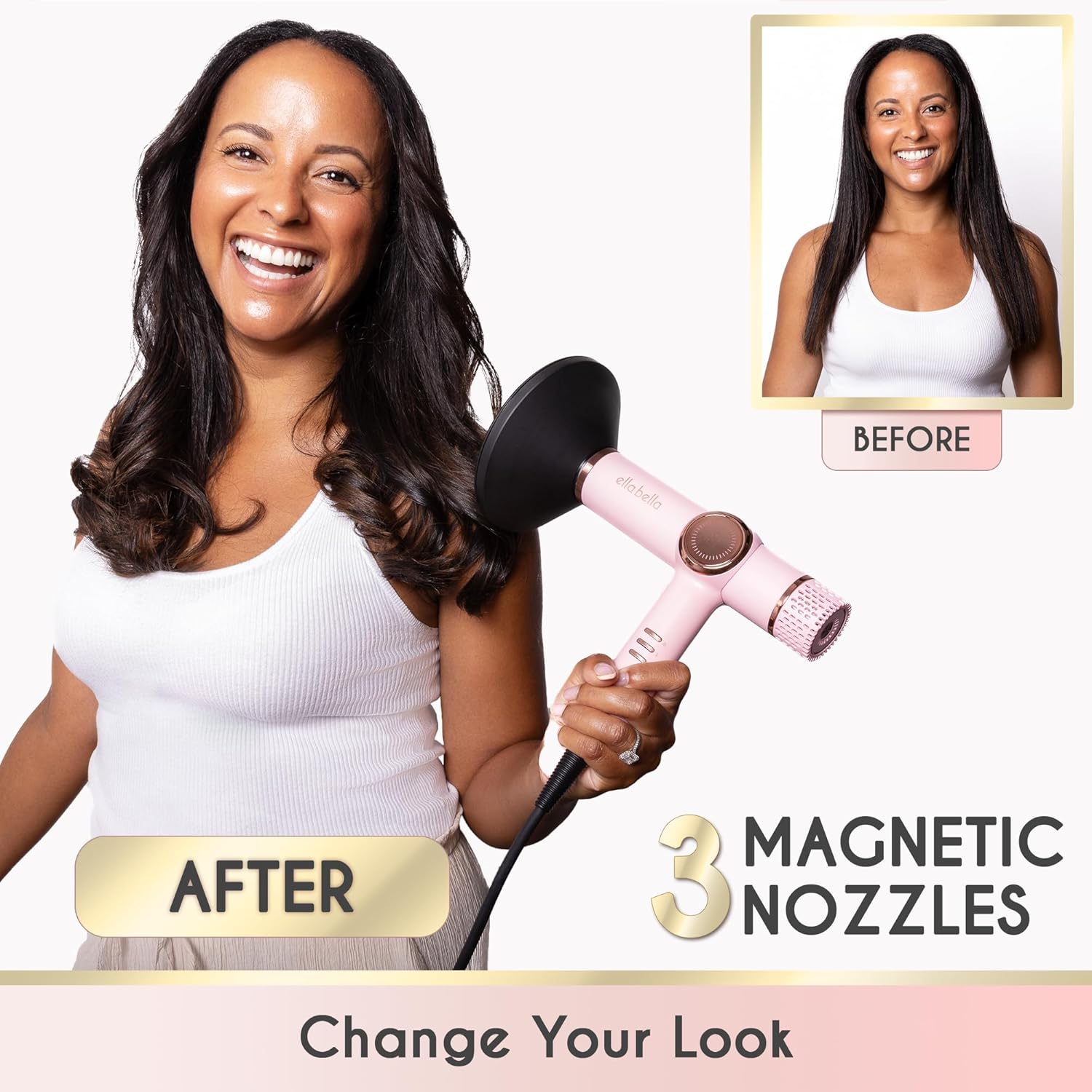 ELLA BELLA® Professional Ionic Hair Dryer with Diffuser • Negative Ion Blow Dryer • Suitable All Hair Types • Intelligent Heat Control & Rapid Drying Speeds • Lightweight Design • Low Noise Technology - Image 7