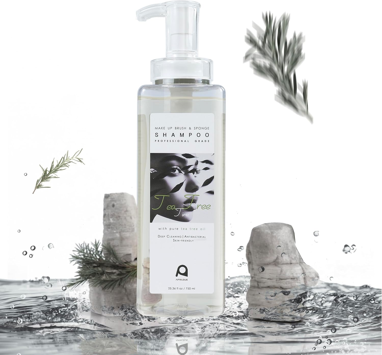 Makeup Brush Cleaner, Tea Tree Oil, Shampoo for Sponges & Puffs, Deep Cleaning, Conditions Bristles, Gentle, Vegan & Cruelty-Free (750 ml)