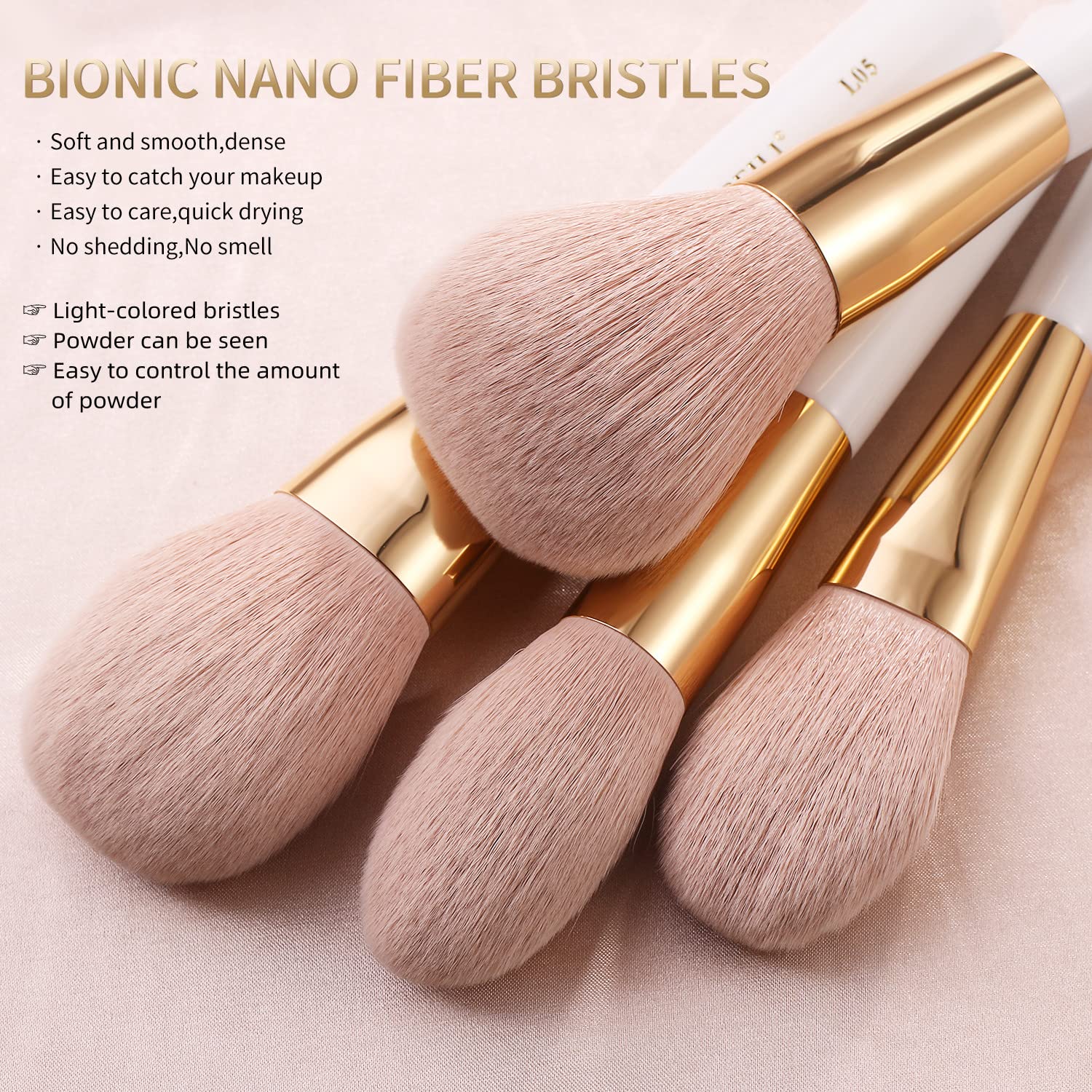 BEILI Makeup Brushes Set 30Pcs Professional Makeup Brush Premium Pink Vegan Synthetic Kabuki Foundation Blending Brush Face Powder Blush Concealers Eye Shadows Make Up Brush Set (White/Rose Golden) - Image 3