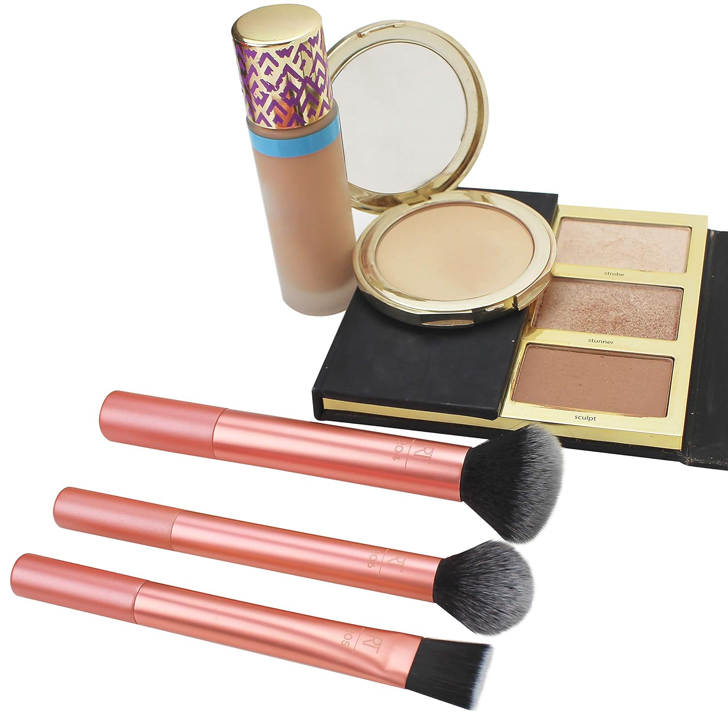 Real Techniques Flawless Base Makeup Brush Kit 2.0, Face Brush Set for Liquid, Cream, & Powder Products, Bronzer & Foundation, Streak Free Makeup Application, Soft Synthetic Brushes, 3 Piece Set - Image 4