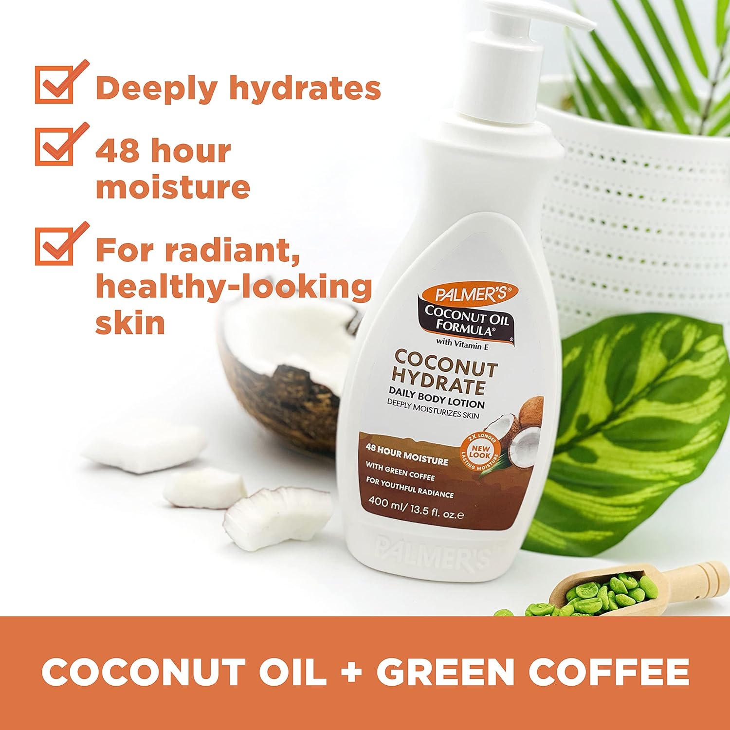 Palmer's Coconut Oil Formula Body Lotion for Dry Skin, Hand & Body Moisturizer with Green Coffee Extract & Vitamin E, Pump Bottle, 13.5 Fl Oz (Pack of 1) - Image 4