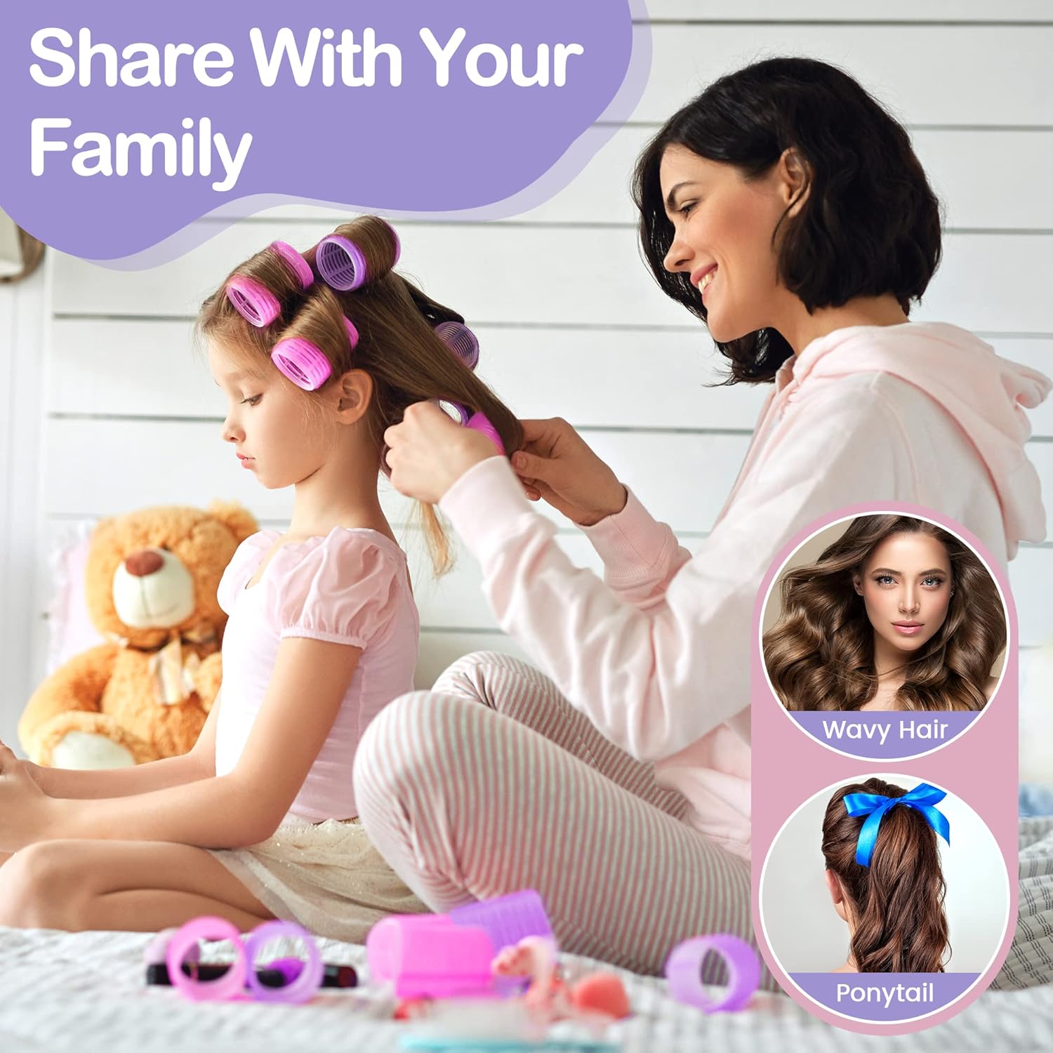 33 Piece Hair Rollers set, Self Grip Hair Rollers for Long Medium Short Hair, ELASO Large Medium Hair Curler (22 Rollers + 10 Stainless steel Clip +1 Storage Bag) - Image 7