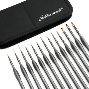 Detailing Paint Brush Set-Golden Maple 13pcs Miniature Paint Brushes Set for Fine Detail Paint, Acrylic Painting, Watercolor, Oil, Models (Grey)