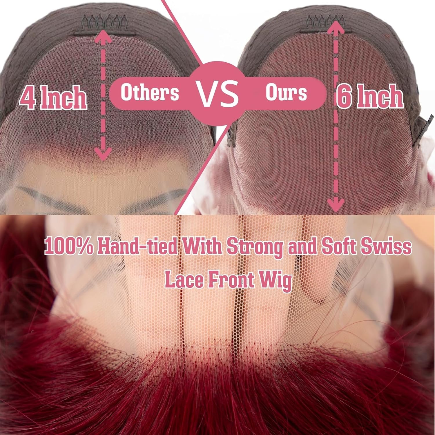 99j Burgundy Lace Front Wigs Human Hair 13x6 Hd Body Wave Lace Frontal Wigs Human Hair Pre Plucked 180 Density Glueless 99j Burgundy Red Wig Human Hair Colored Wigs for Women with Baby Hair 26 Inch - Image 3