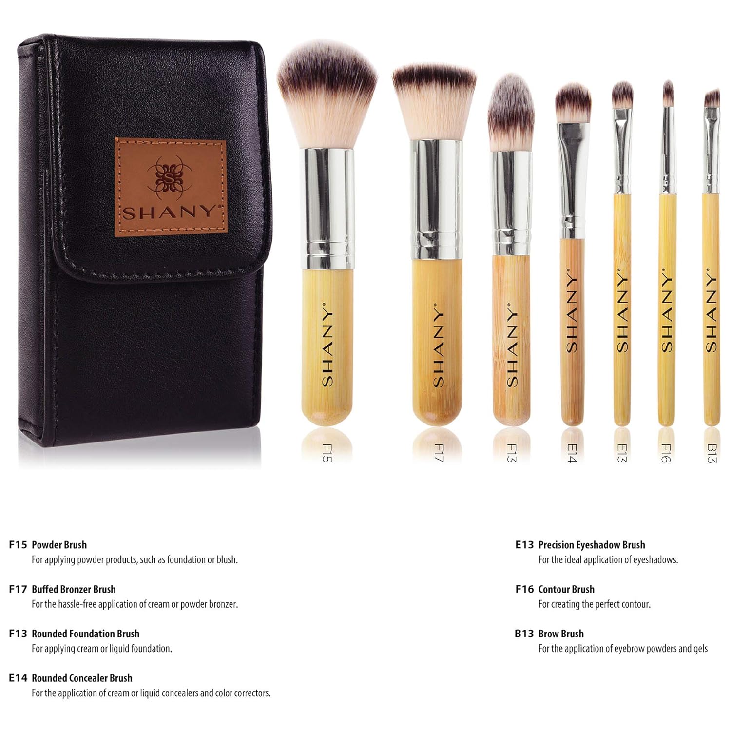 SHANY Makeup Brushes - I love Bamboo - 7pc Petite Pro Bamboo Make up brush set with cosmetics brush Carrying Case - Image 5