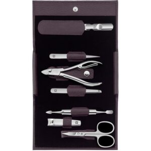 ZWILLING Beauty Classic INOX Manicure and Pedicure Nappa Leather Case with Snap Closure, Nail Care Kit, 8-Piece, Premium Travel Nail Kit, Purple