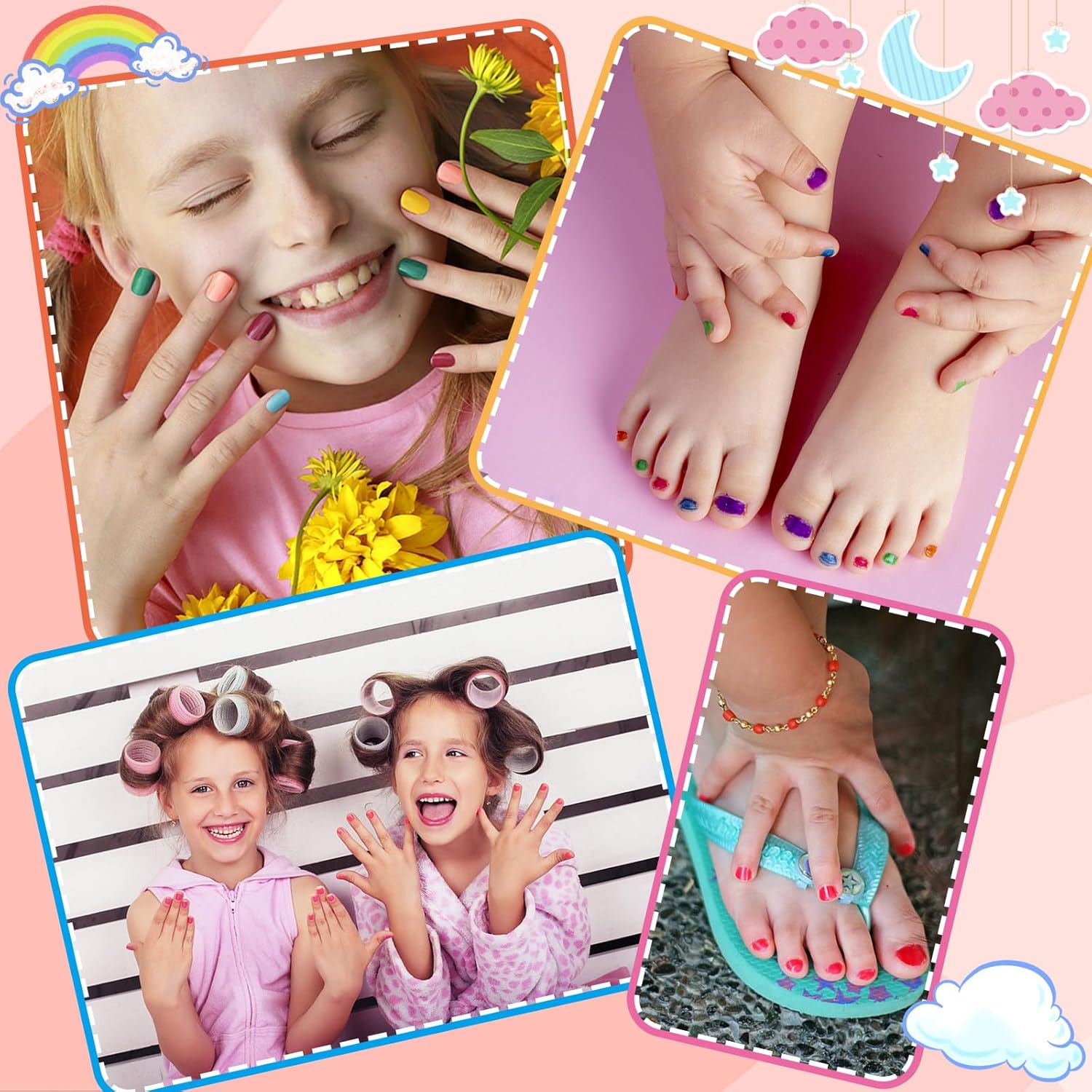 Kids Nail Polish Set for Girls - 10 Rainbow Colors Non-Toxic Quick Dry Peel Off Water Based Nail Polish Toys Kit for Toddler Teen Party - Image 3