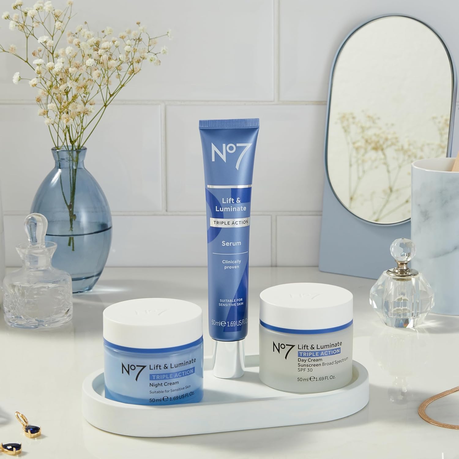 No7 Lift & Luminate Triple Action Day Cream - Anti-Aging Face Cream SPF 30, Hyaluronic Acid & Vitamin C - Visibly Firms Skin for Healthy Looking Radiance - Suitable for Sensitive Skin (1.69 Fl Oz) - Image 8