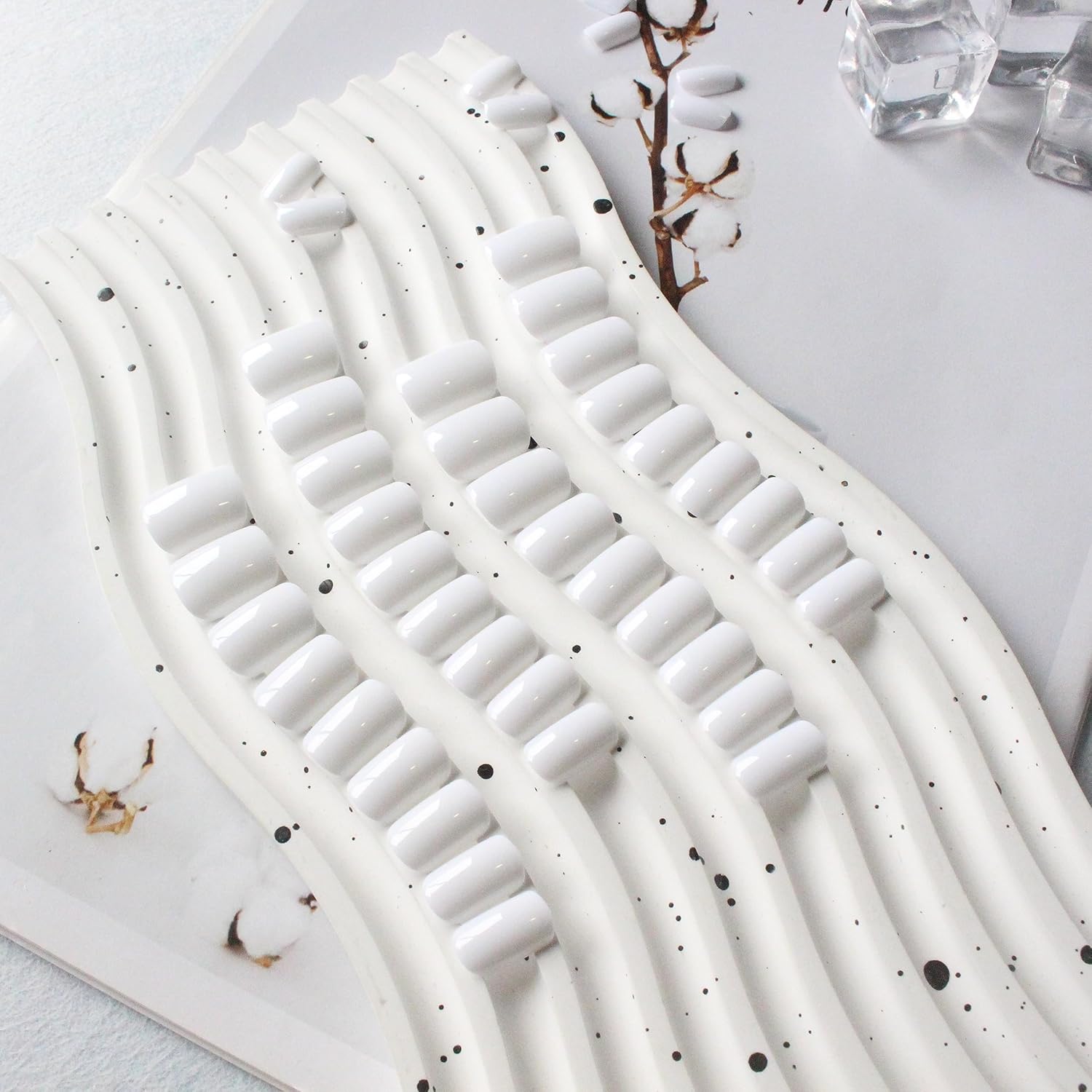 Ivory White Press on Nails Short Square, Natural Gel Nails Glue on Acrylic Nails Press ons, 48Pcs Thick Reusable Fake Nails for Women, Short Coffin Artificial Nails Solid Color Square Nails - Image 6