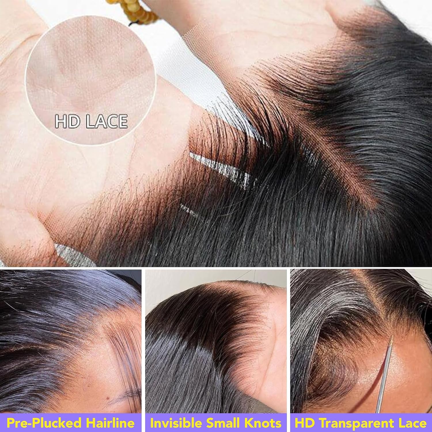 32 Inch 13x6 Lace Front Wigs Human Hair Pre Plucked Straight Human Hair Wig 200% Density Straight HD Lace Frontal 13x6 Glueless Wigs for Women Natural Color - Image 6