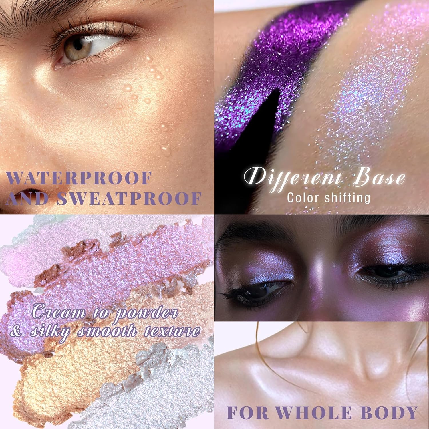 Holographic Duochrome Glitter Eyeshadow Palette, Chameleon Color Shift Metallic Shimmer Eyeshadow, Sparkle Inner Corner Eye Highlighter, Creamy Mini Eye Shadow Palette Iridescent Fairy Makeup - Image 5