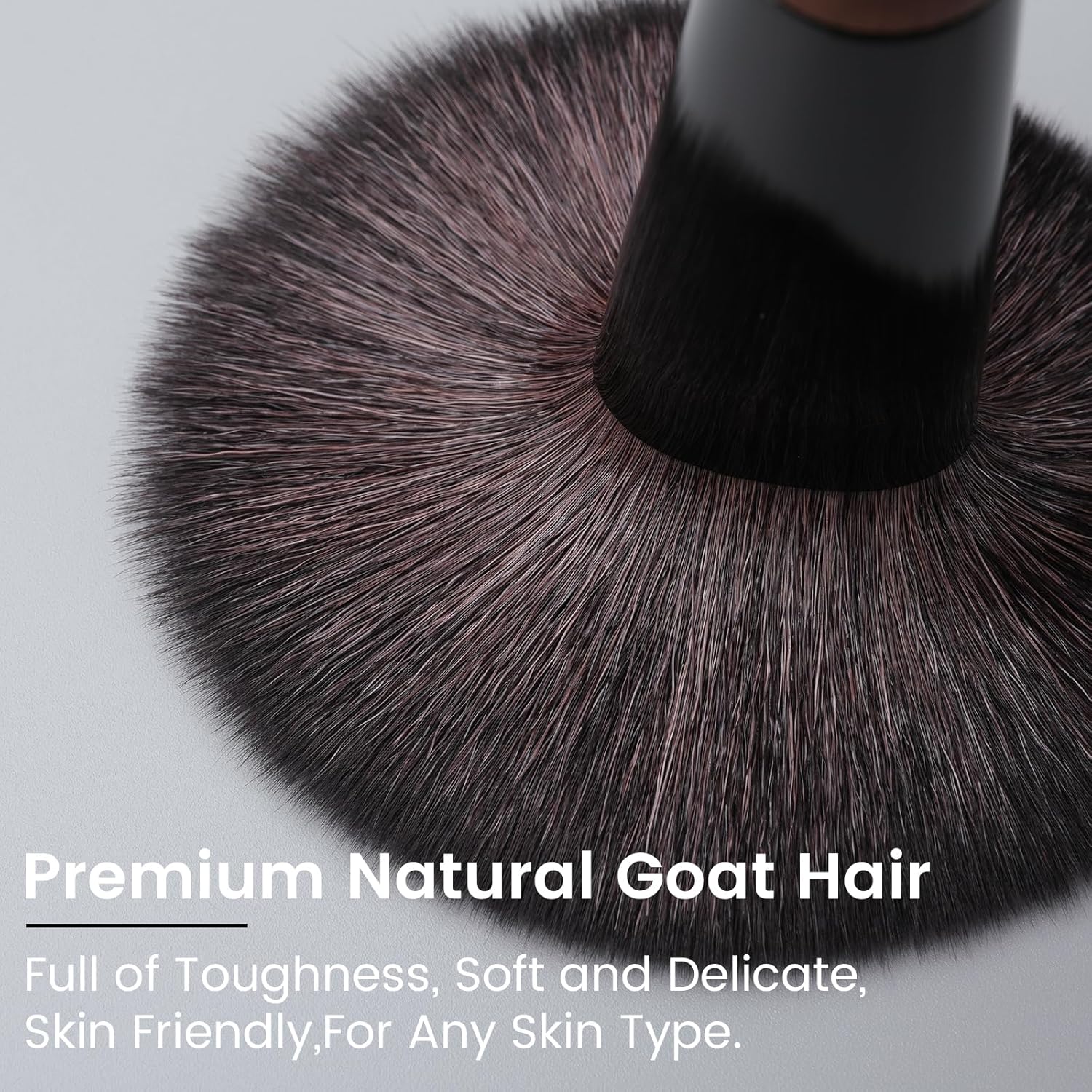 Natural Goat Hair Make up Brushes Set Professional, Makeup Artists' Premium Beauty Real Soft Makeup Brushes, Ultra Natural Bristle Cosmetic Brushes, Portable Small Travel Natural Makeup Brushes - Image 4