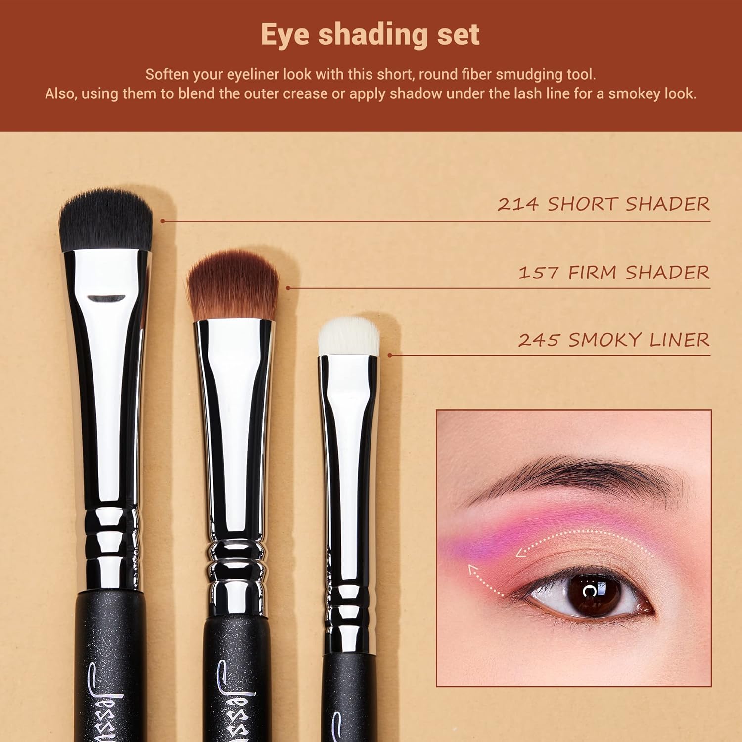 Jessup Eyeshadow Brush Set 12pcs Eye Makeup Brushes Set Professional Premium Sythetic Eye Shadow Blending Smoky Shader Concealer Brush Black T339 - Image 3