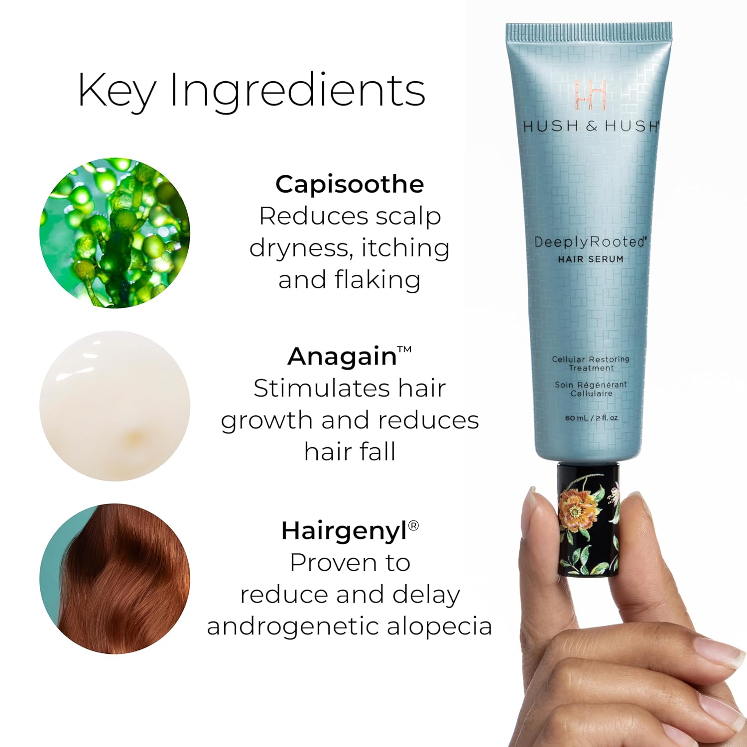 Hush & Hush DeeplyRooted 60 mL Plant-Based Hair Serum for Thin, Aging Hair - Image 3