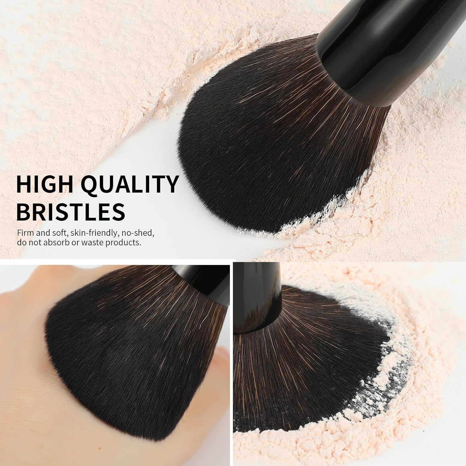 Docolor 15 Piece Obsidian Premium Synthetic Makeup Brush Set for Foundation Contour Blush Eye Shadow - Image 4