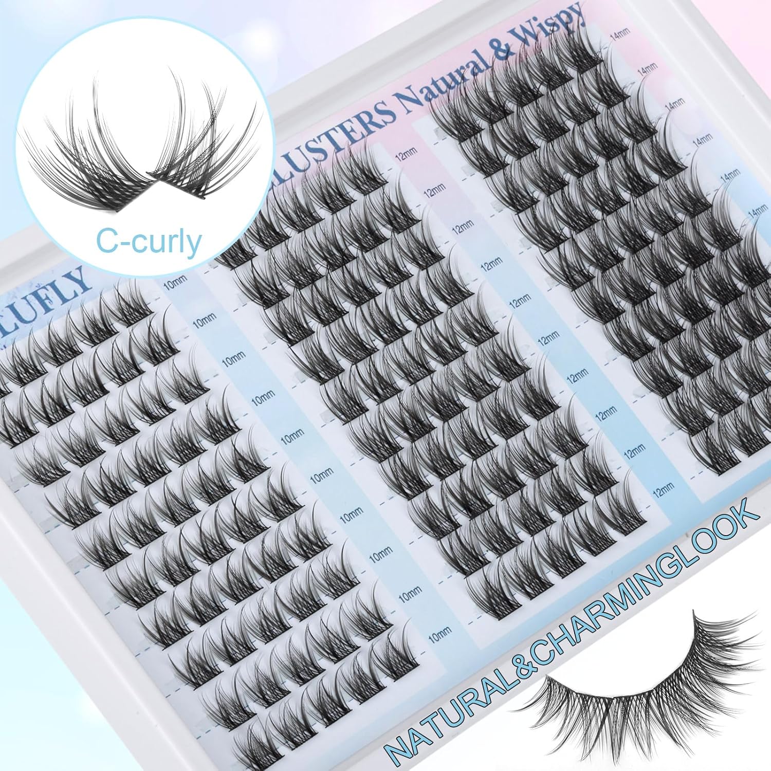 Lash Clusters Wispy Eyelash Clusters Natural C-Curly Cluster Lashes zanlufly Wispy Individual Lashes 150Pcs Eyelash Extension 10 12 14MM DIY Lash Extensional Lash Clusters - Image 3