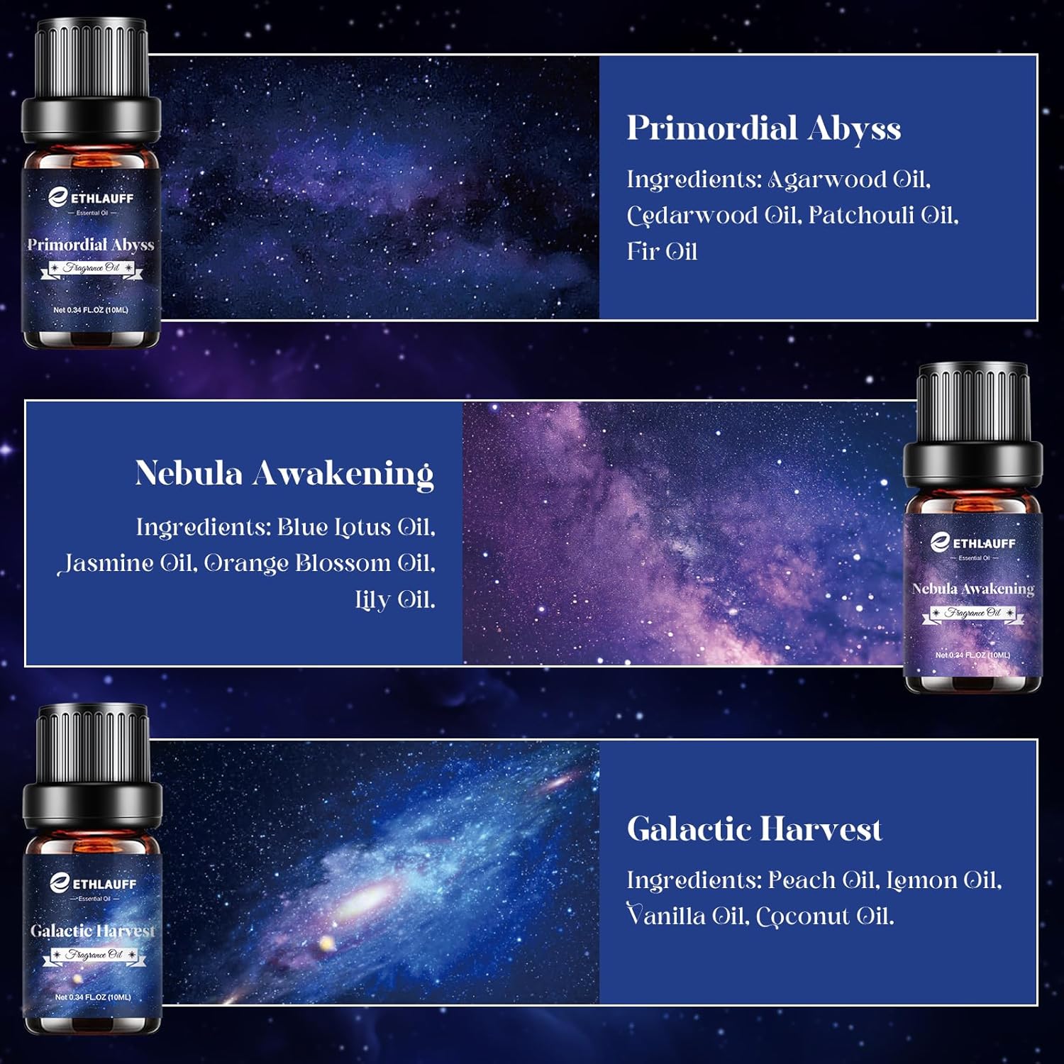Essential Oil Blends, Starry Spell Essential Oil Set for Diffusers for Home, Humidifiers, Candle Making, Magical Aromatherapy Blends - Stress Relief, Calm Mind, Relax, Meditate, 6x10ml - Image 3