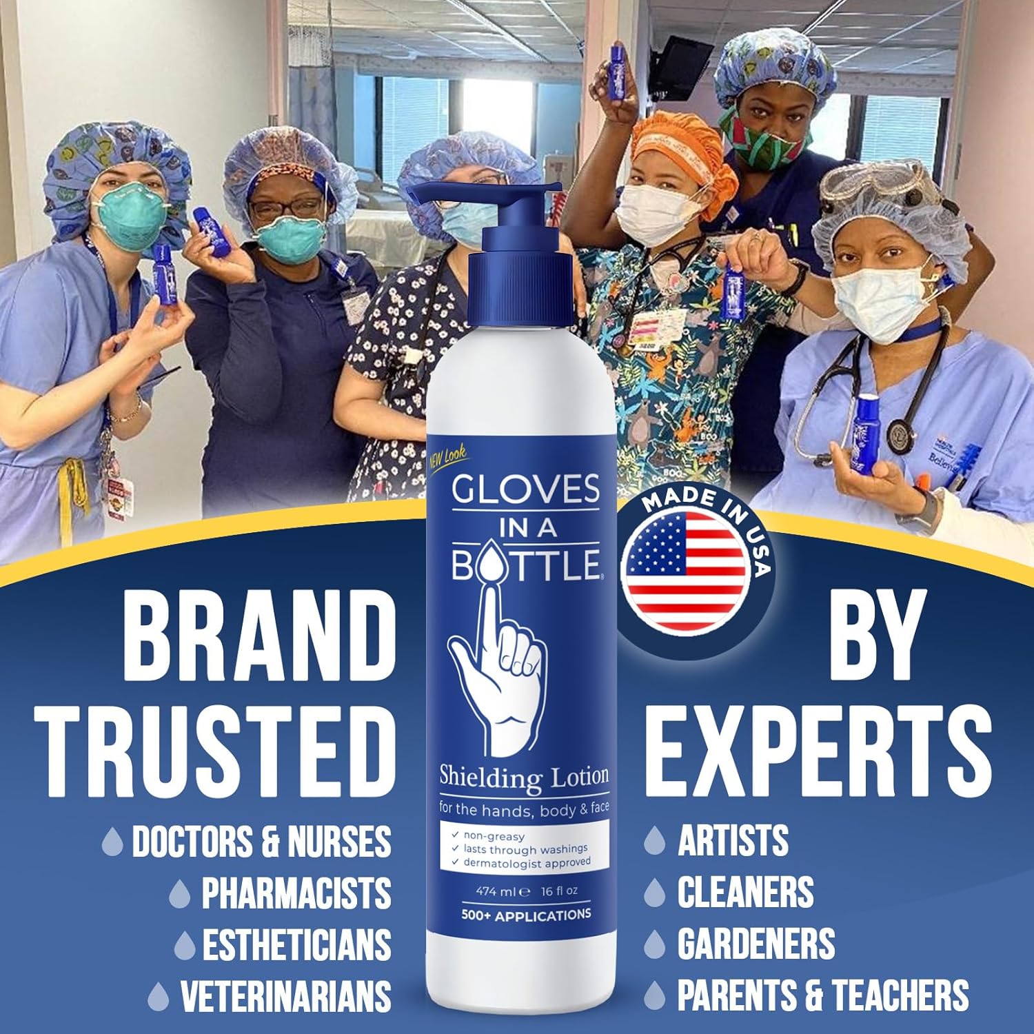 Gloves In A Bottle Working Hands Cream – Hypoallergenic Moisturizing Lotion for Severely Cracked Hands – Protective Hand Treatment for Workers, Nurses & More – 16 oz with Pump - Image 6